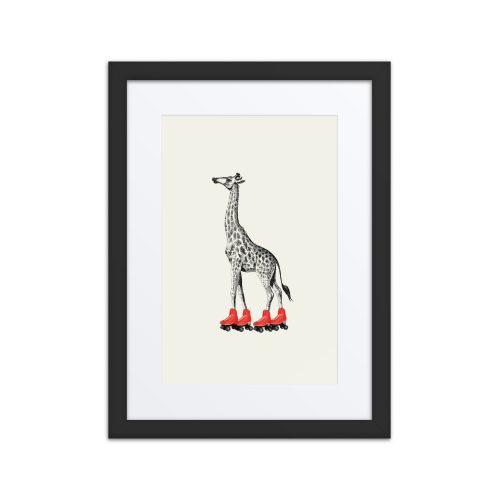Roller Giraffe Framed Art Print
