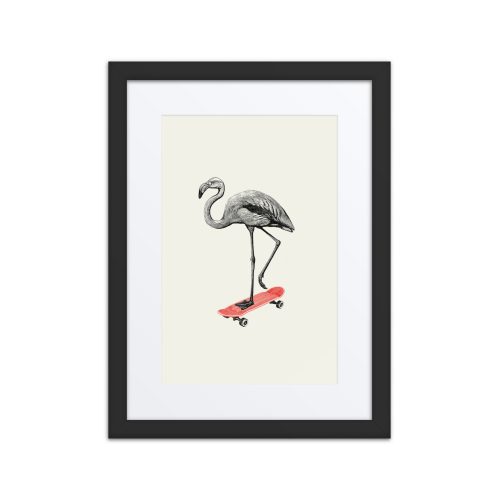 Skateboard Flamingo Framed Art Print