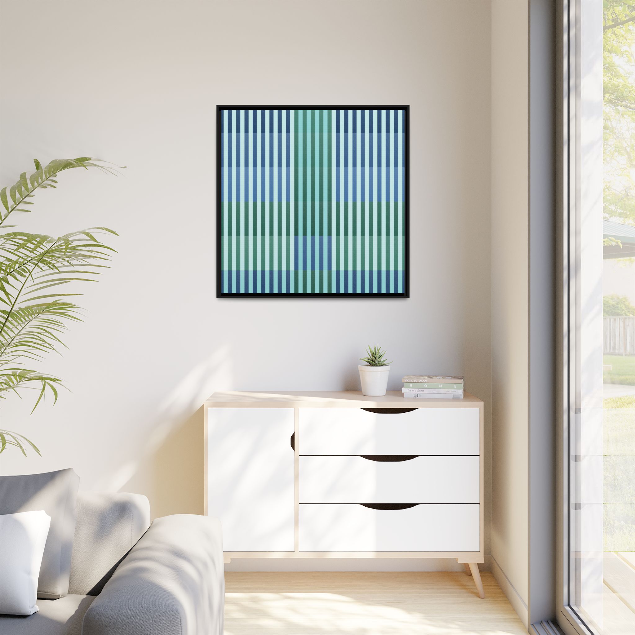 Turquoise Geo Lines Matte Canvas, Framed - Image 67