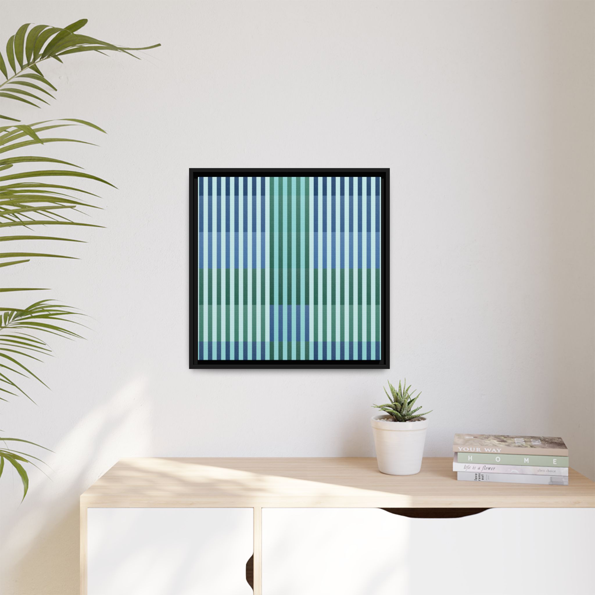 Turquoise Geo Lines Matte Canvas, Framed - Image 51