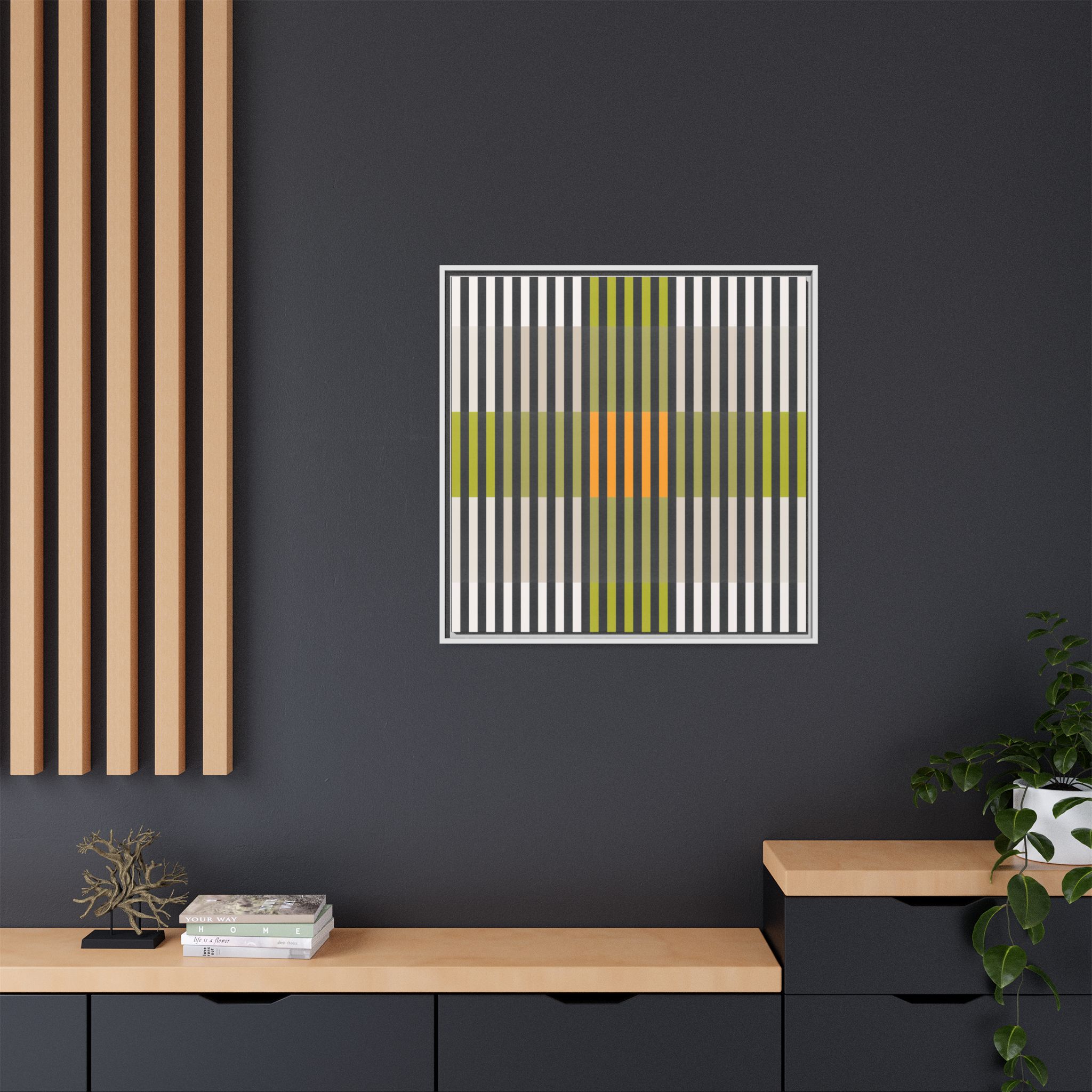 Green Geo Lines Matte Canvas, Framed - Image 64