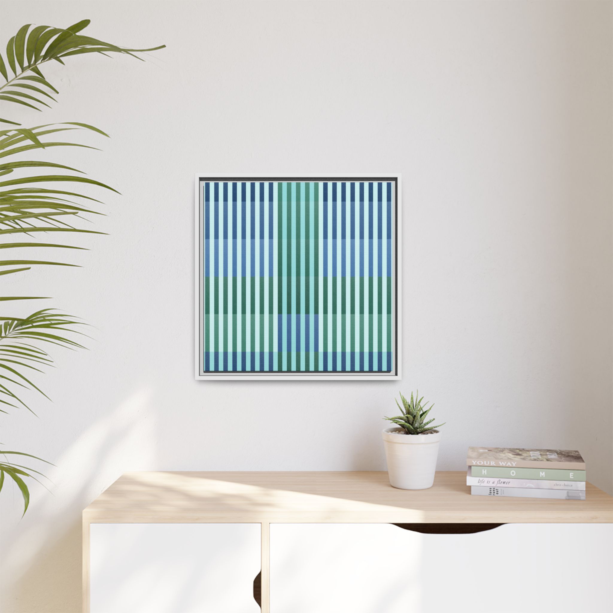 Turquoise Geo Lines Matte Canvas, Framed - Image 55