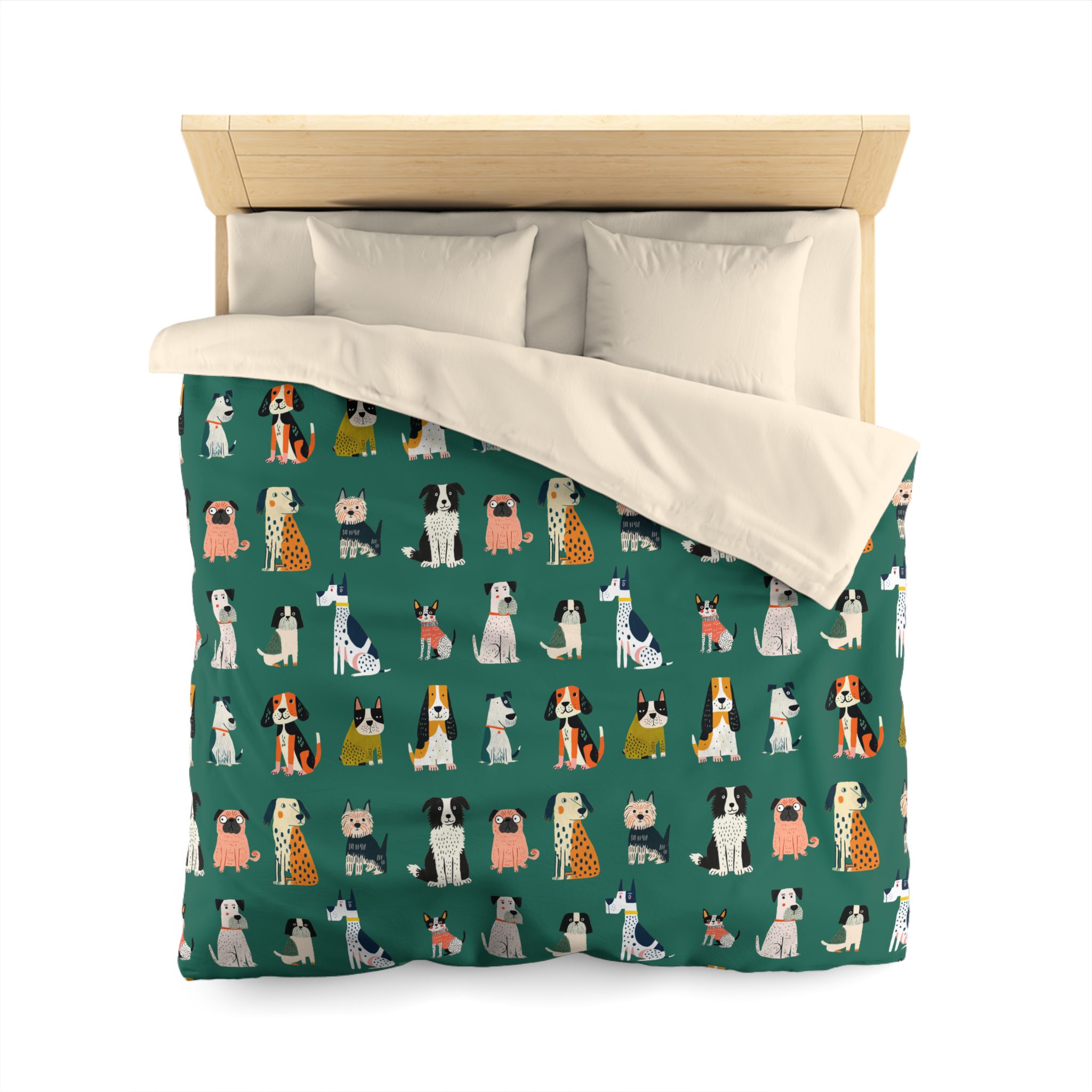 Cute Dogs Pattern Microfiber Duvet Cover - Image 2