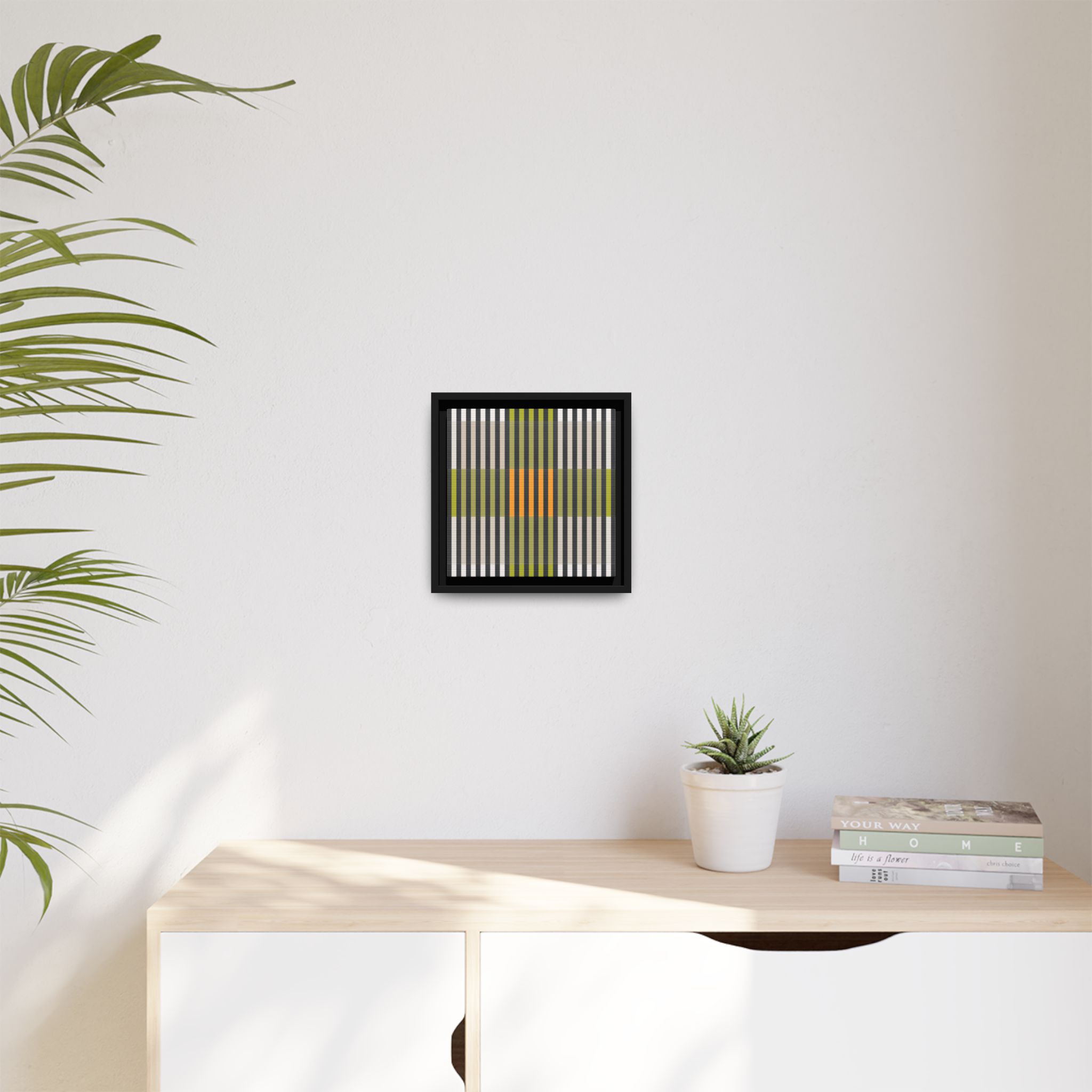 Green Geo Lines Matte Canvas, Framed - Image 27