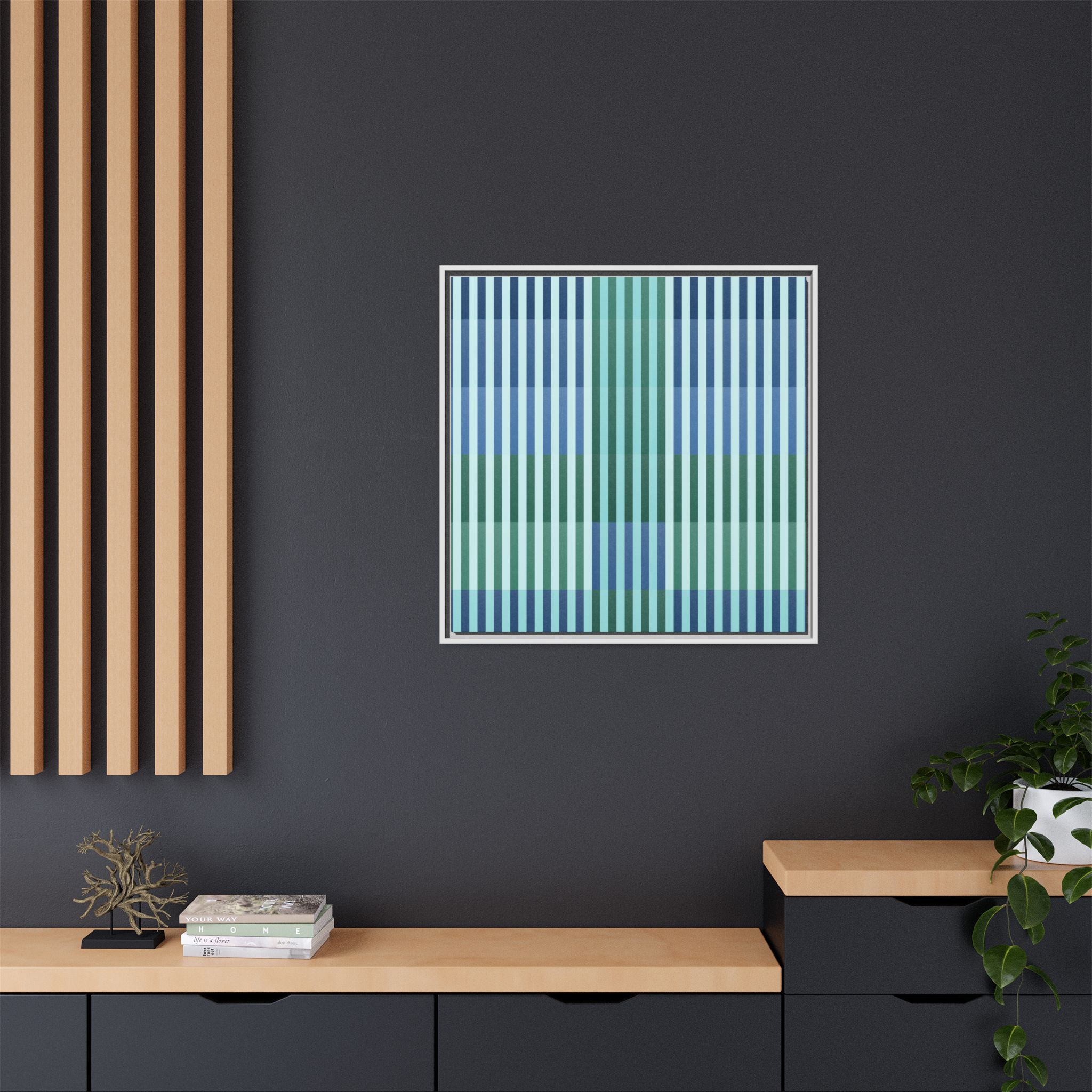 Turquoise Geo Lines Matte Canvas, Framed - Image 64