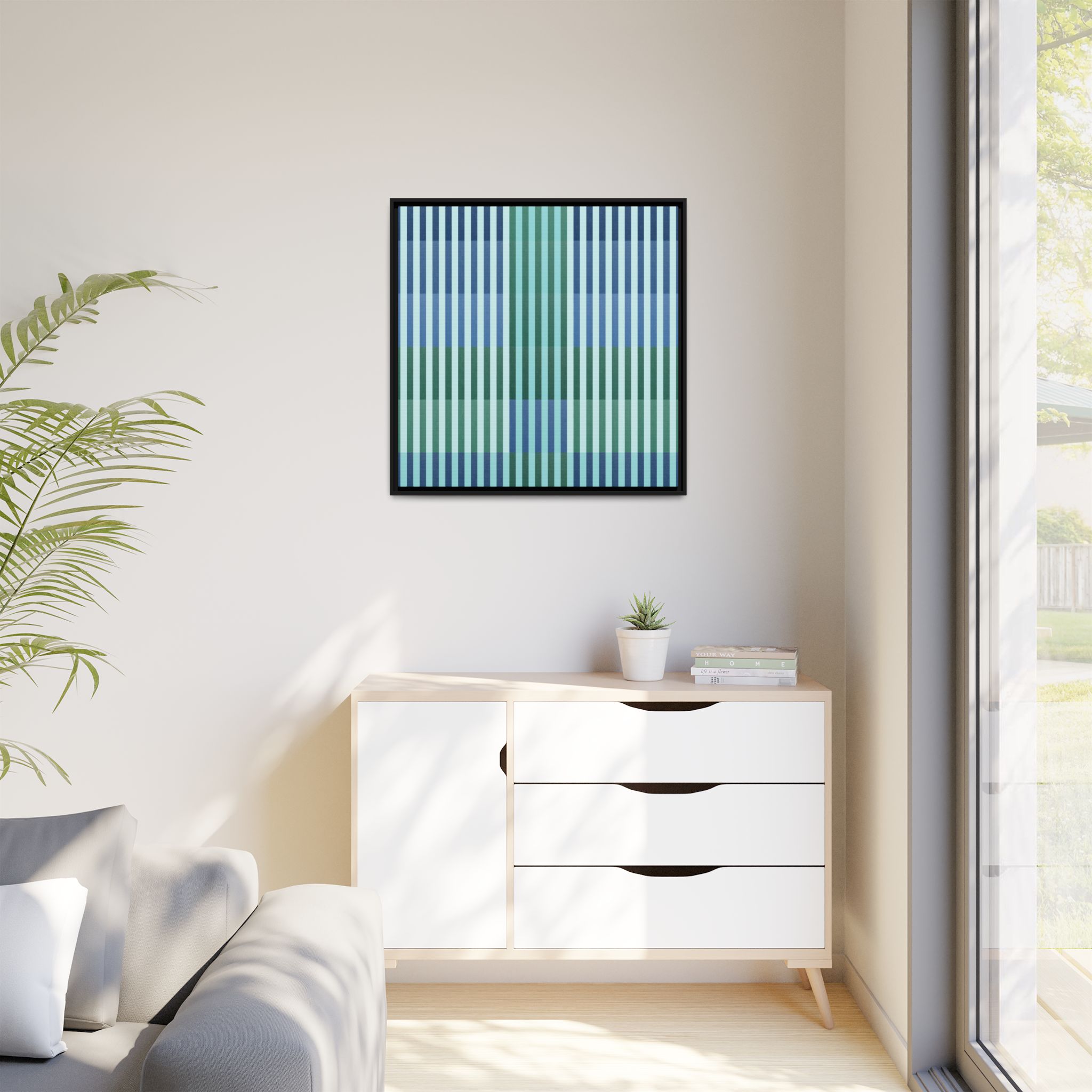 Turquoise Geo Lines Matte Canvas, Framed - Image 11