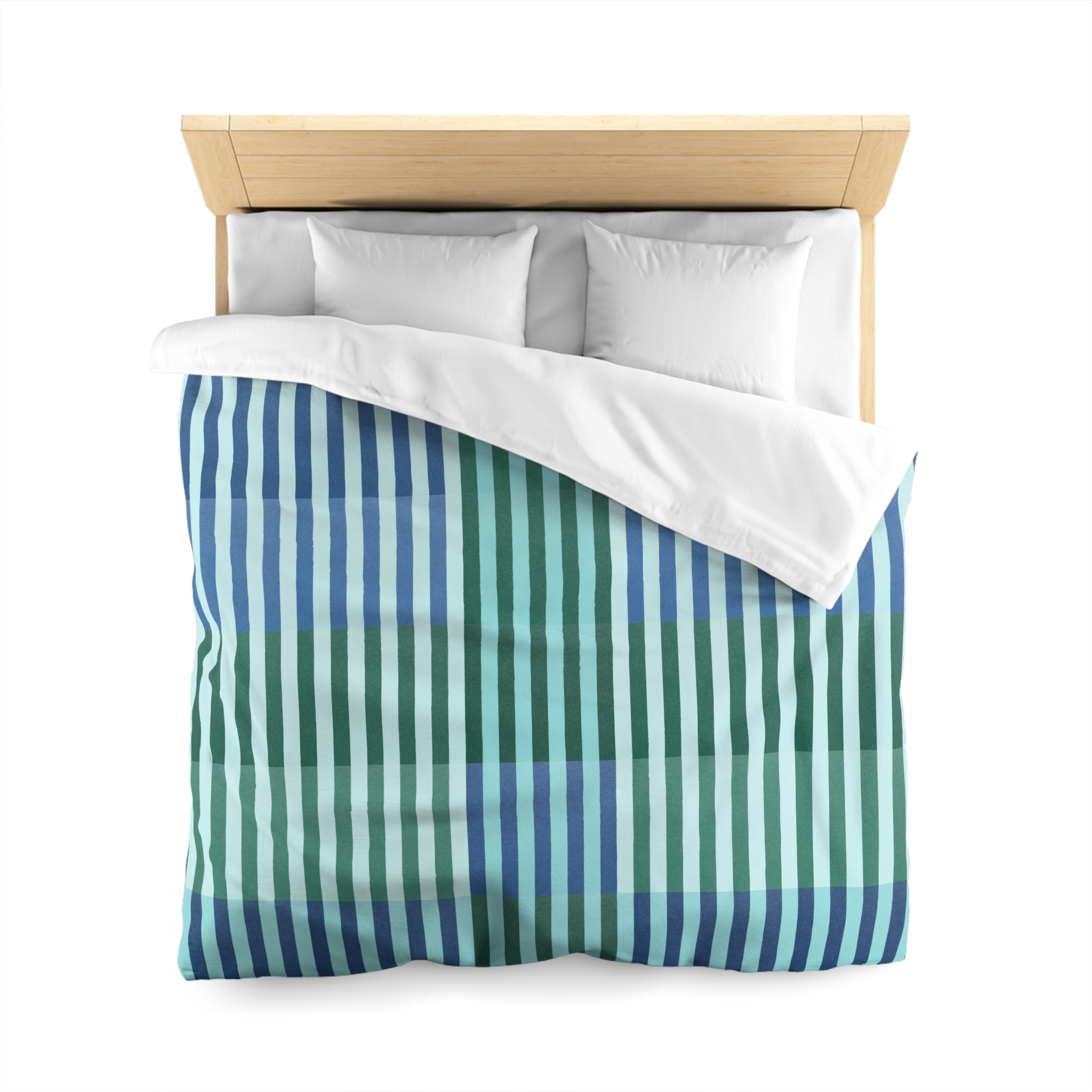 Turquoise Geo Lines Microfiber Duvet Cover - Image 5