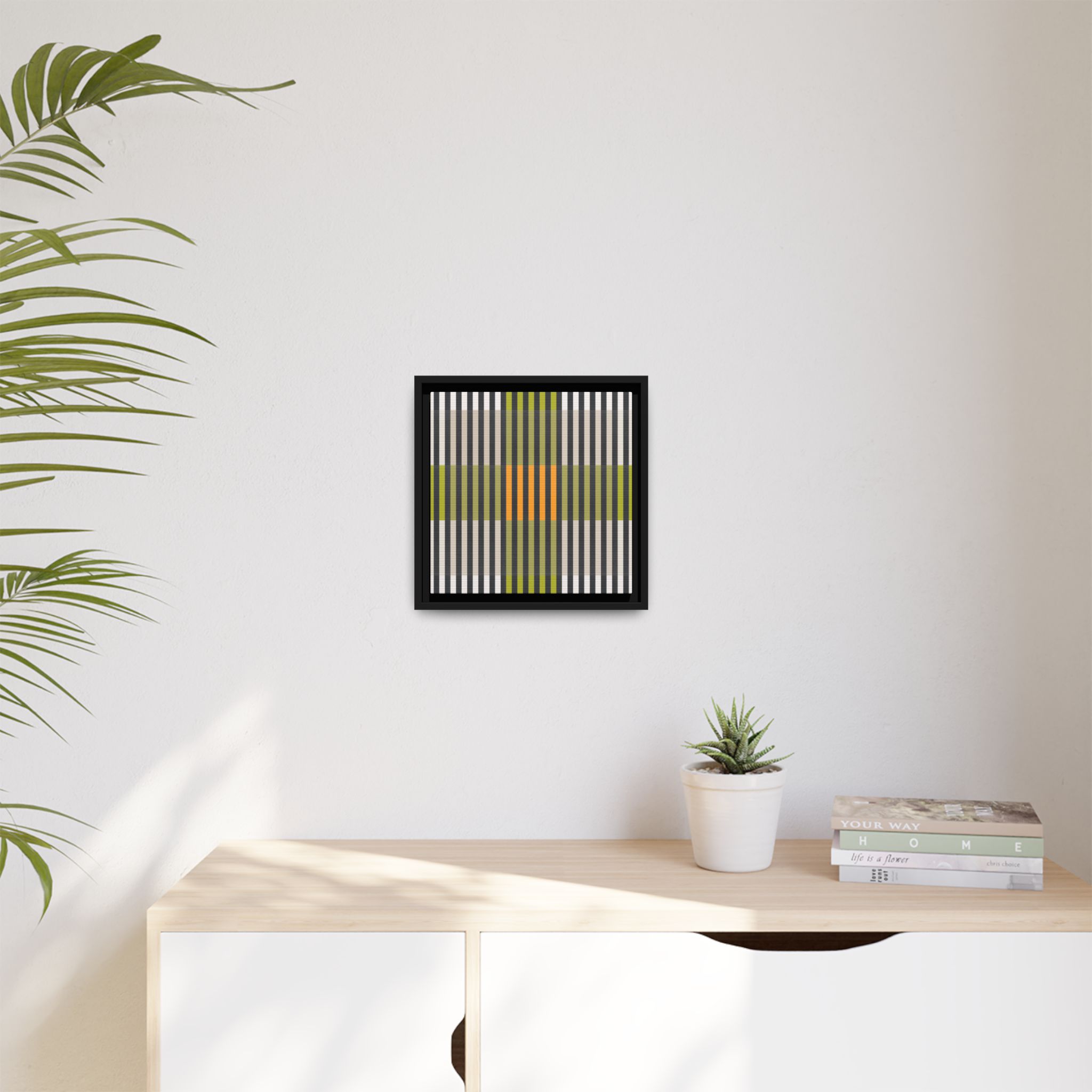 Green Geo Lines Matte Canvas, Framed - Image 35