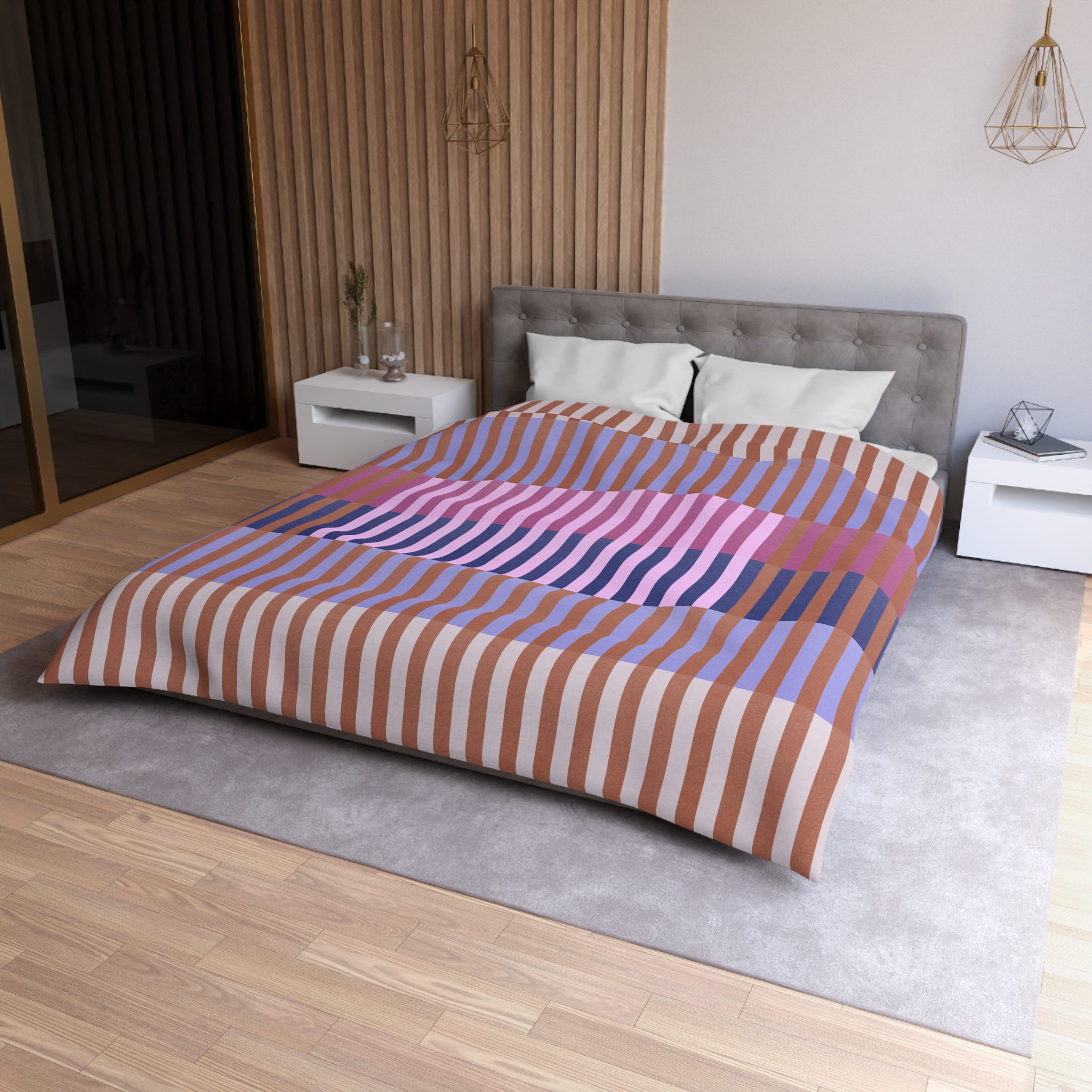 Purple Geo Lines Microfiber Duvet Cover - Image 6