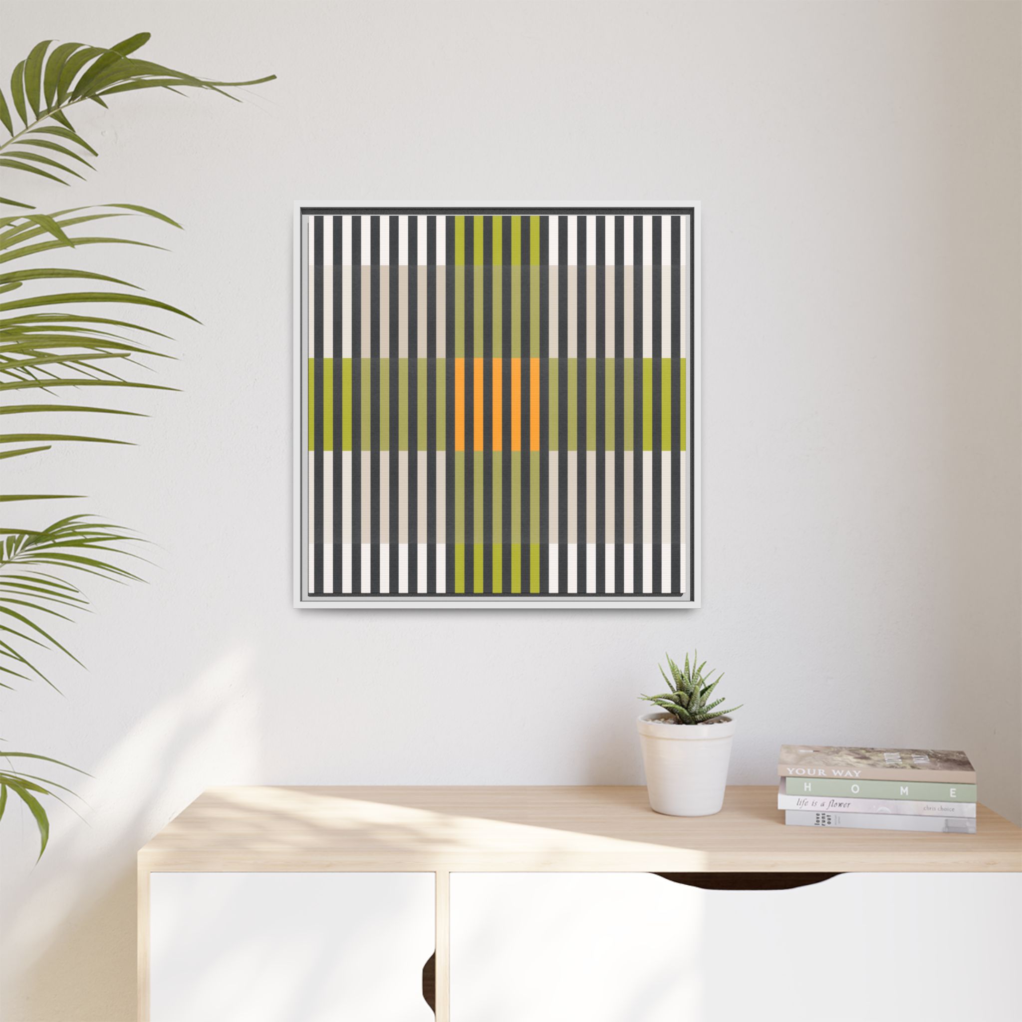 Green Geo Lines Matte Canvas, Framed - Image 19