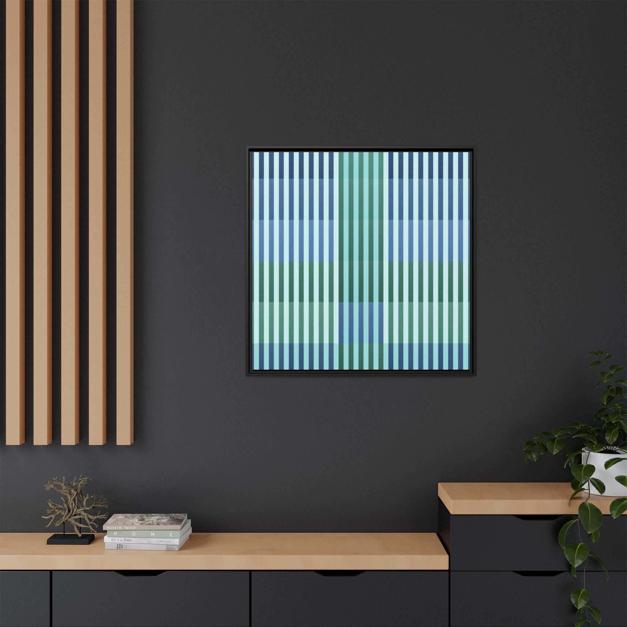 Turquoise Geo Lines Matte Canvas, Framed - Image 12
