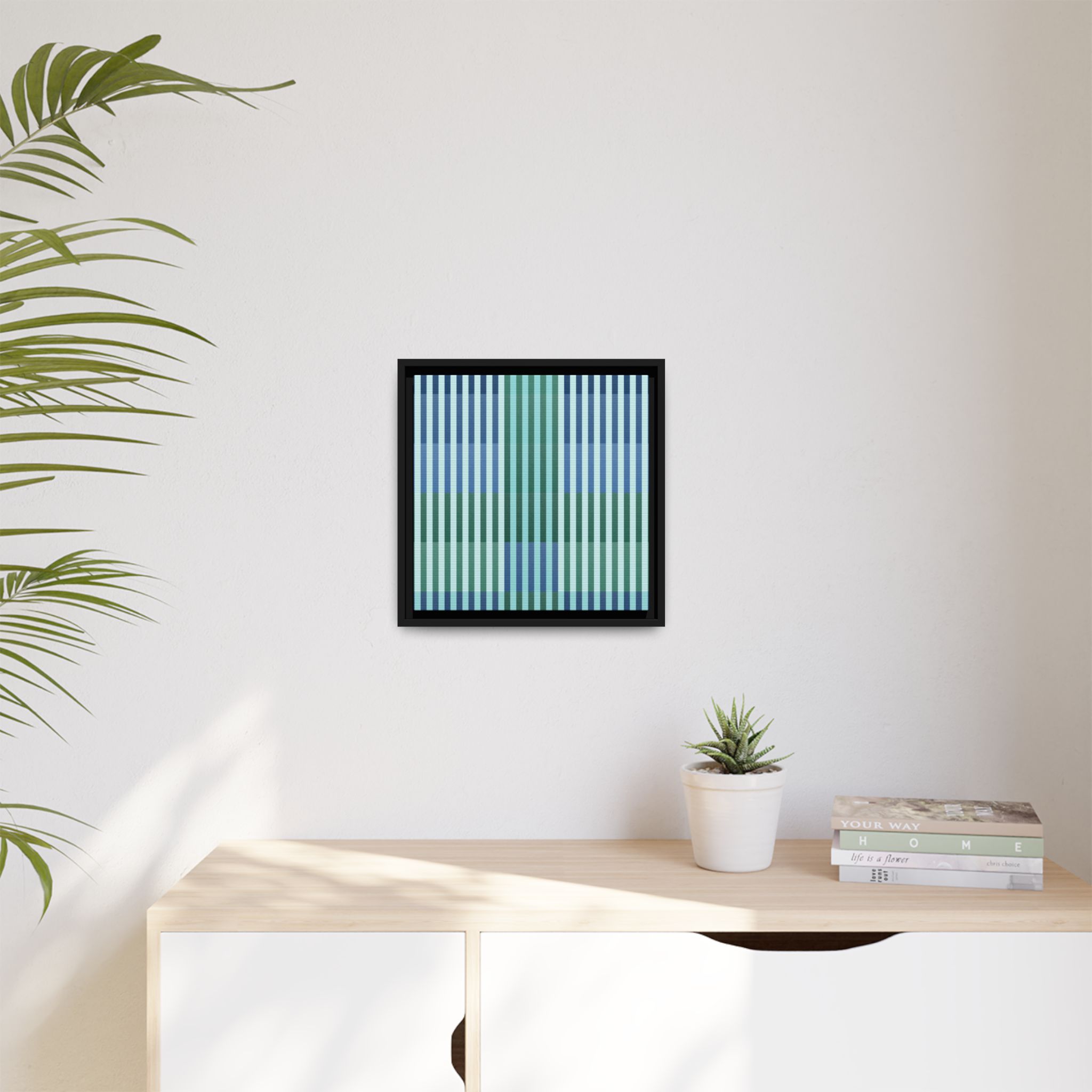 Turquoise Geo Lines Matte Canvas, Framed - Image 3
