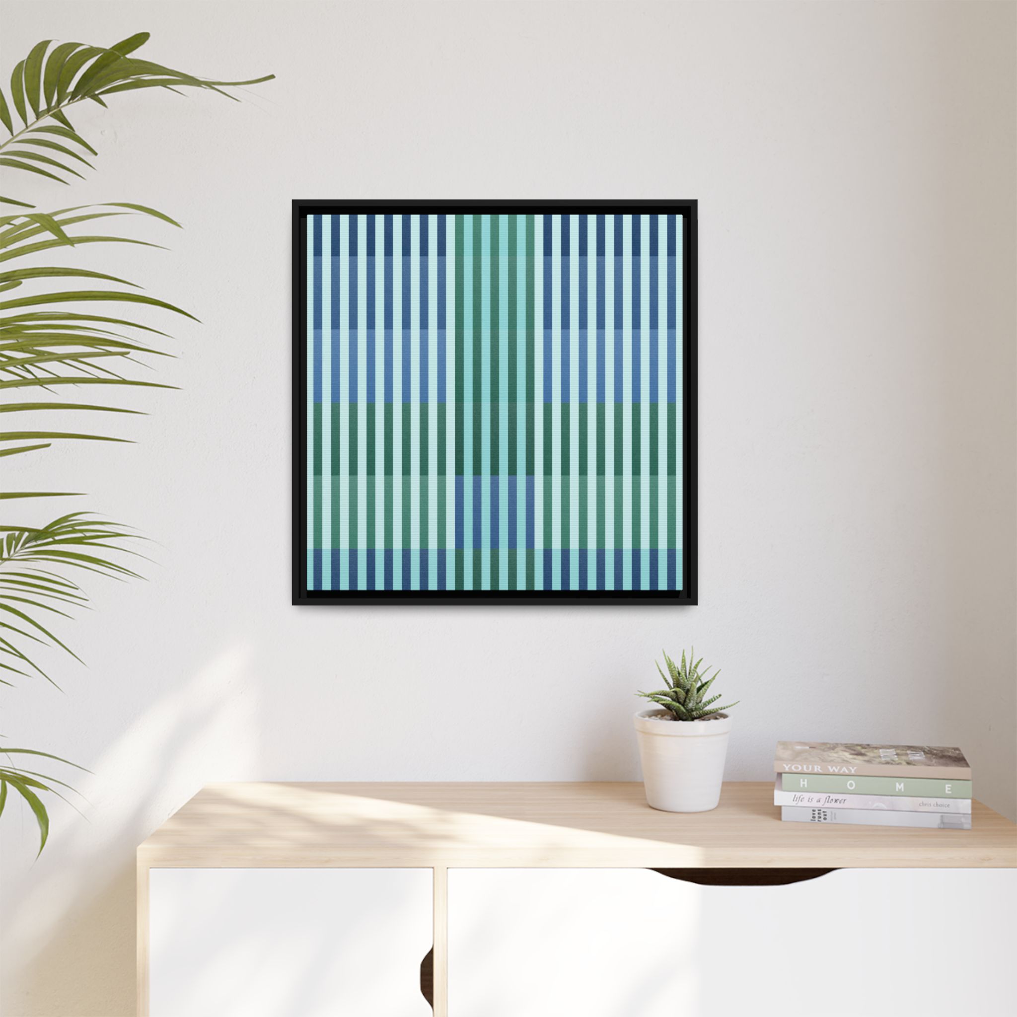 Turquoise Geo Lines Matte Canvas, Framed - Image 7