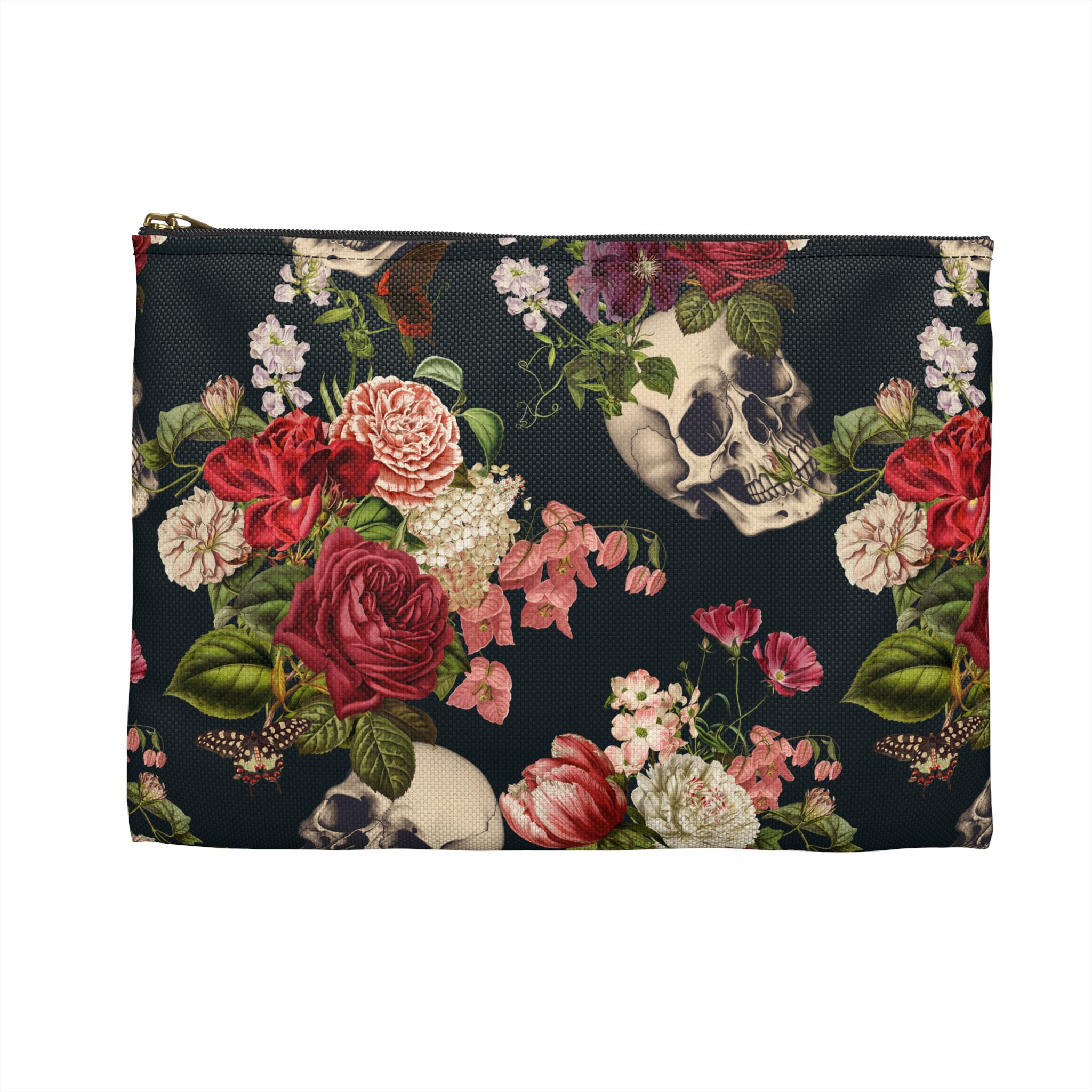 Floral Skull Pattern Accessory Pouch - Image 2