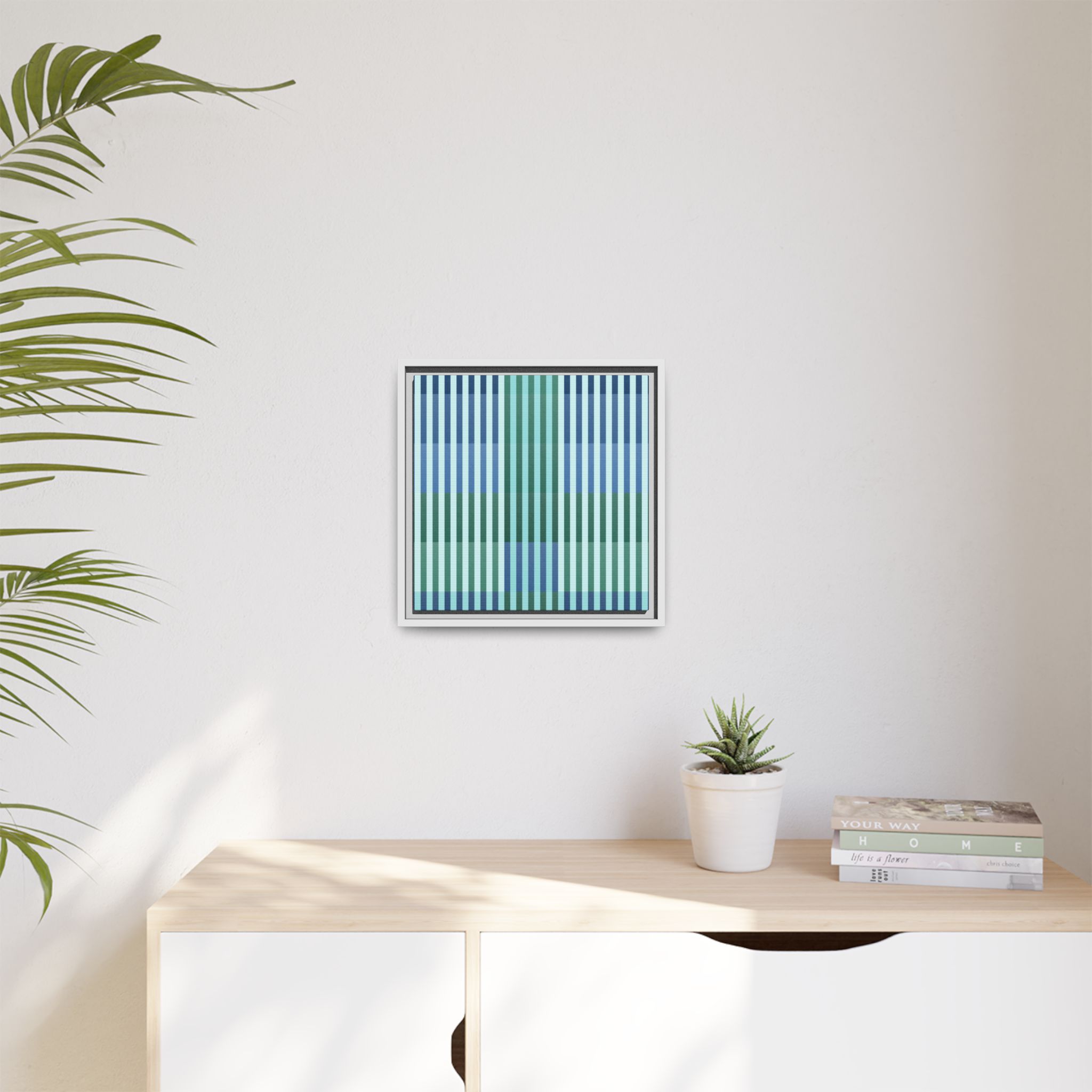 Turquoise Geo Lines Matte Canvas, Framed - Image 15