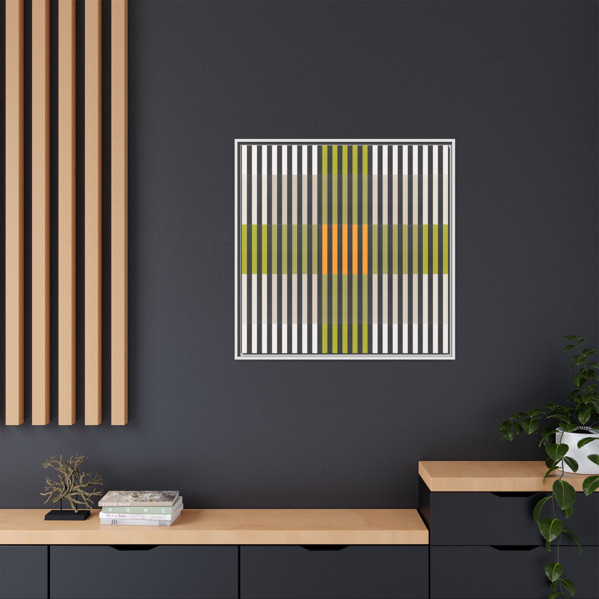 Green Geo Lines Matte Canvas, Framed - Image 24