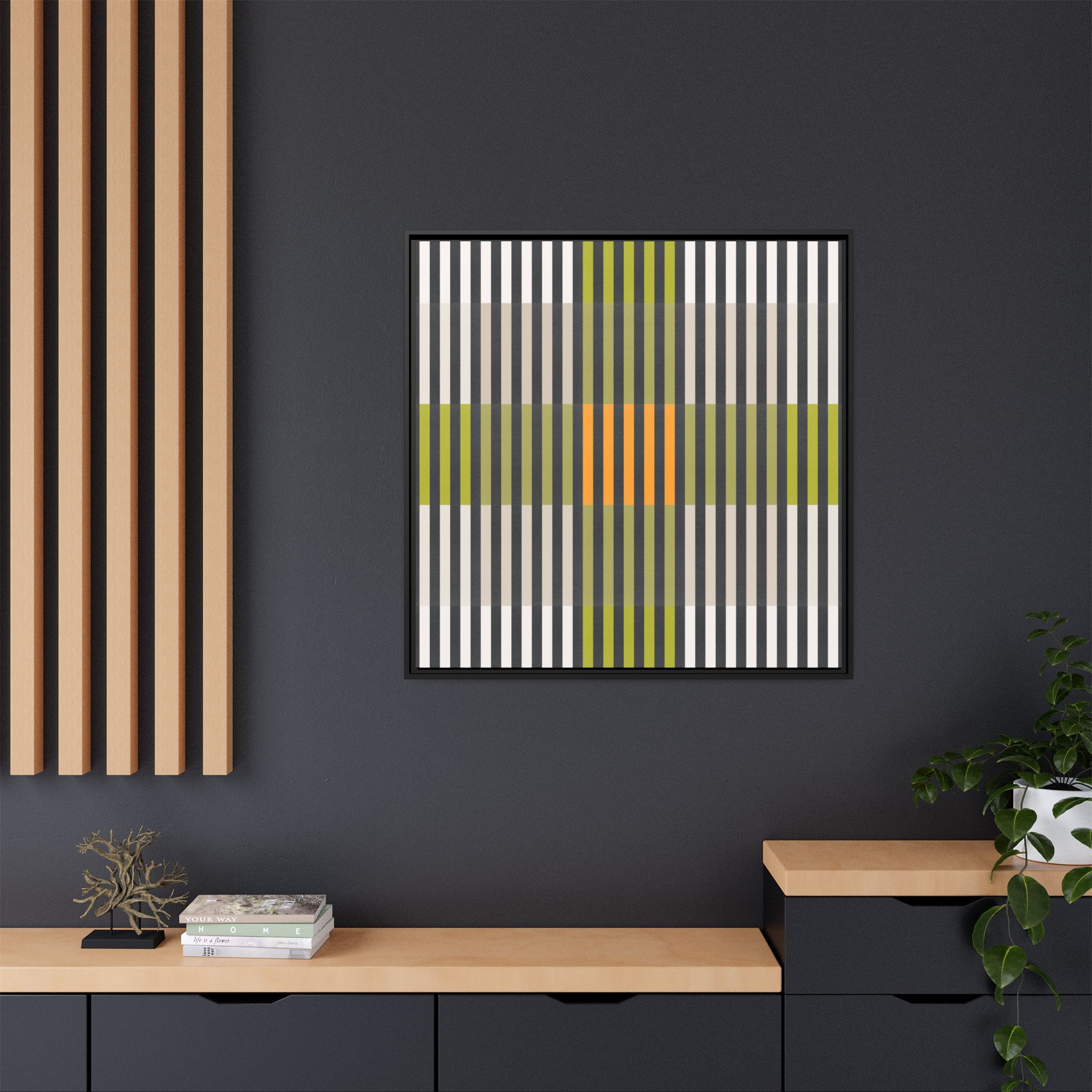 Green Geo Lines Matte Canvas, Framed - Image 68