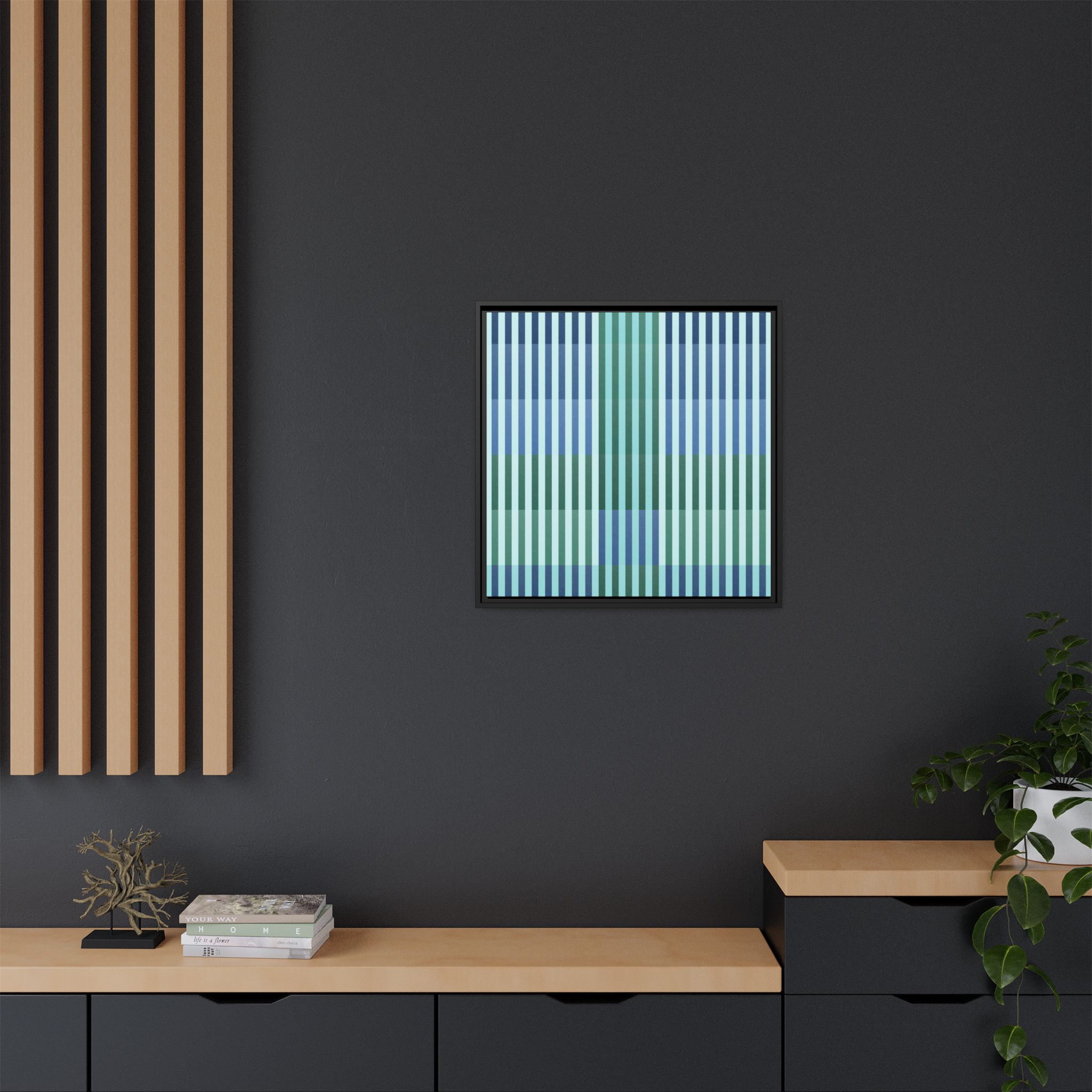 Turquoise Geo Lines Matte Canvas, Framed - Image 8