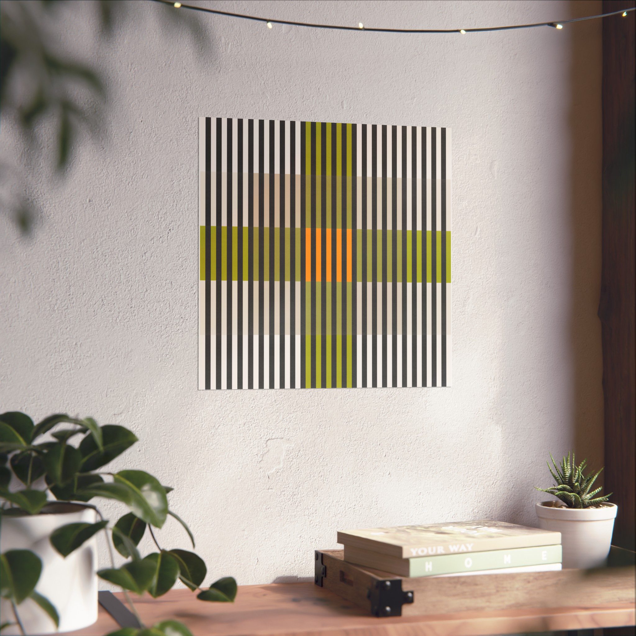 Green Geo Lines Art Print - Image 3