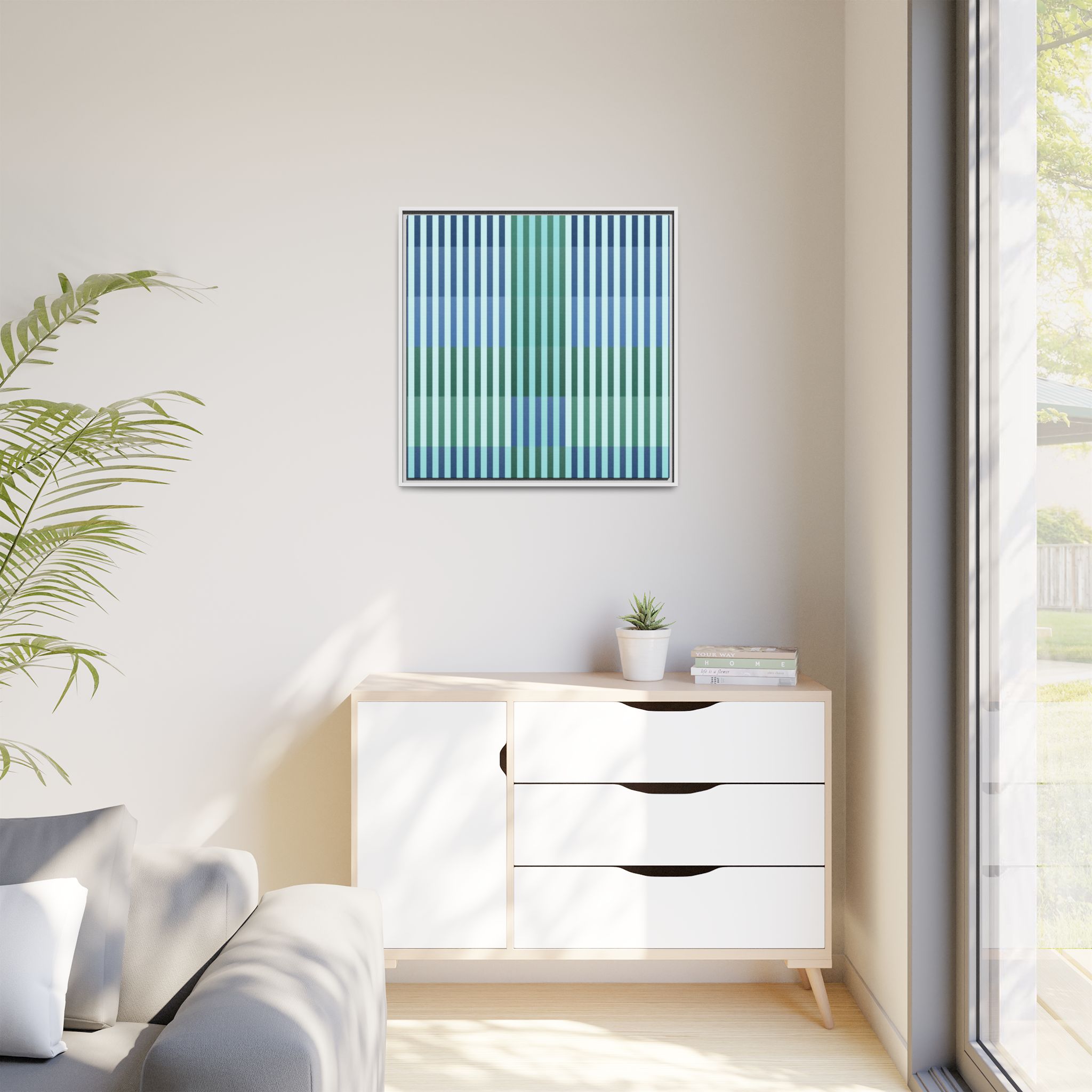 Turquoise Geo Lines Matte Canvas, Framed - Image 63