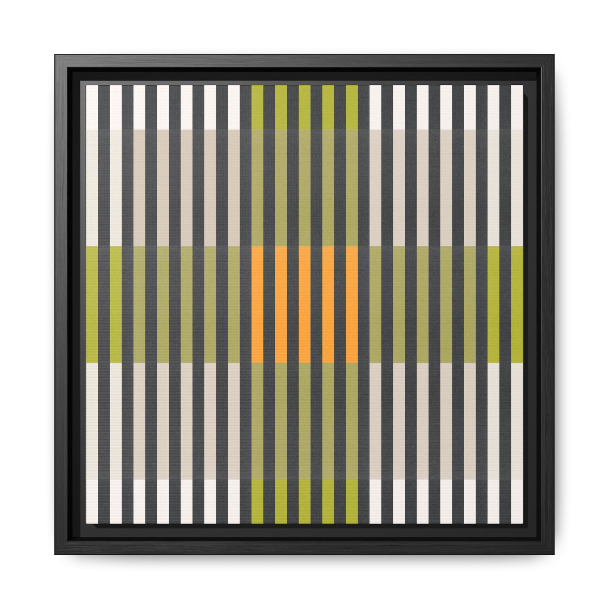 Green Geo Lines Matte Canvas, Framed