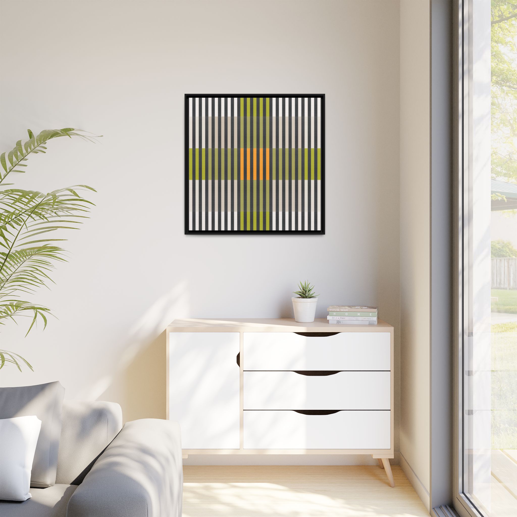 Green Geo Lines Matte Canvas, Framed - Image 11