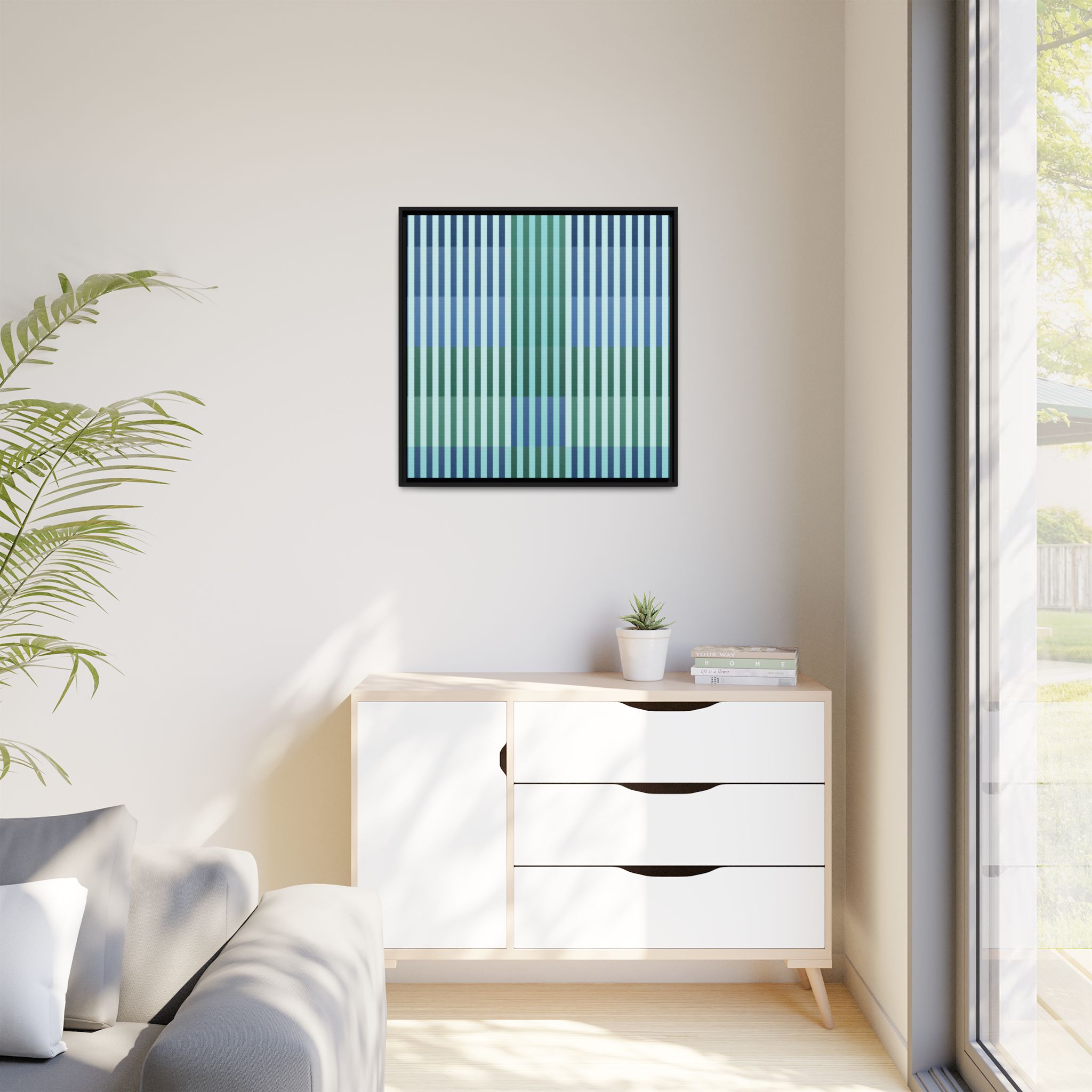 Turquoise Geo Lines Matte Canvas, Framed - Image 59