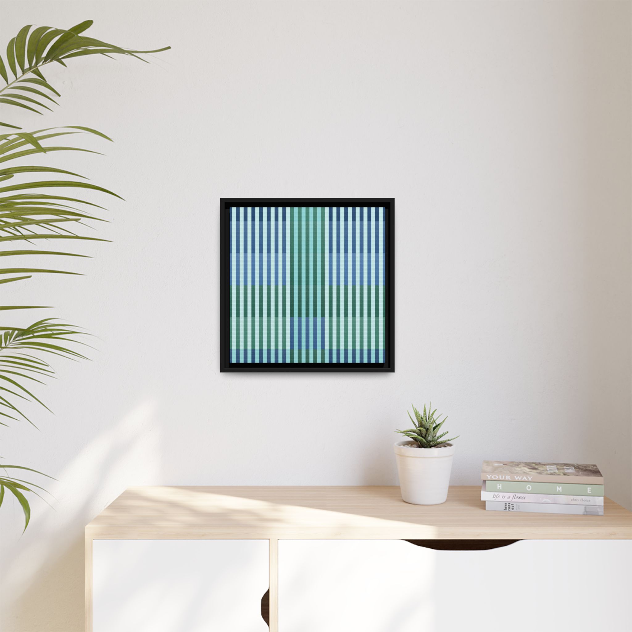 Turquoise Geo Lines Matte Canvas, Framed - Image 43