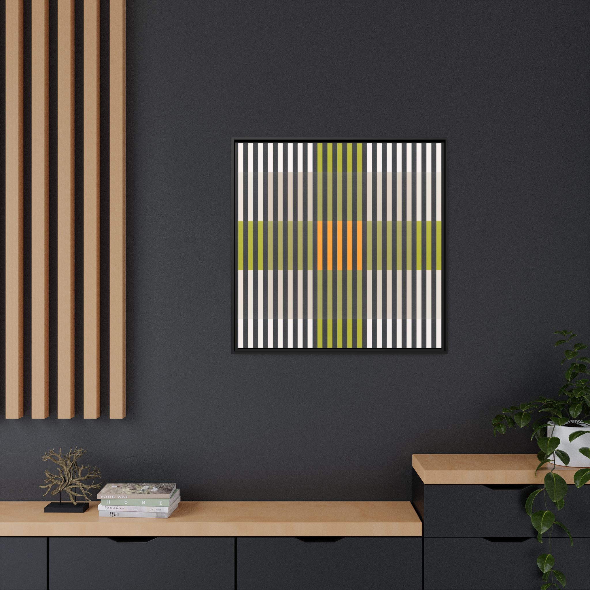 Green Geo Lines Matte Canvas, Framed - Image 12