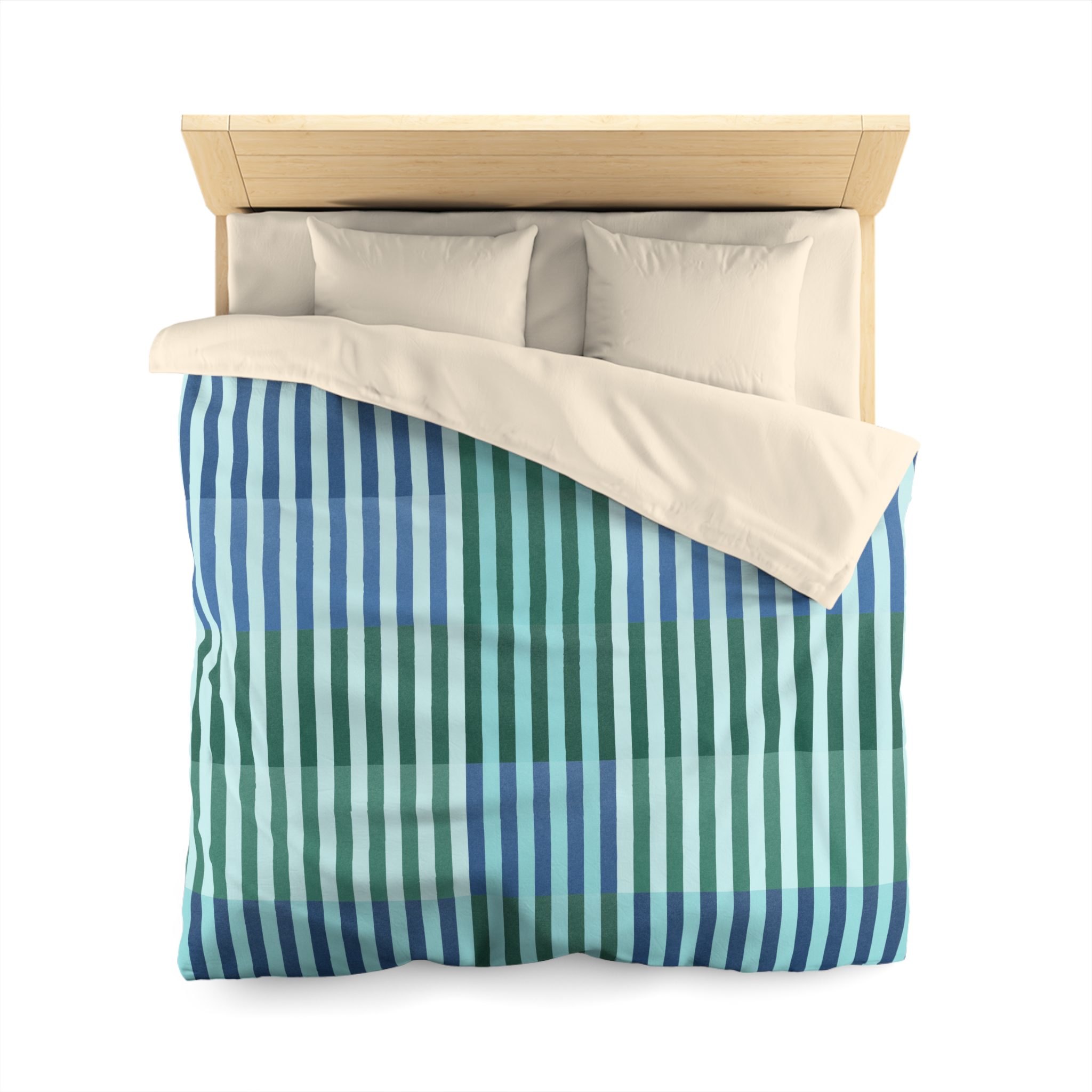 Turquoise Geo Lines Microfiber Duvet Cover - Image 2