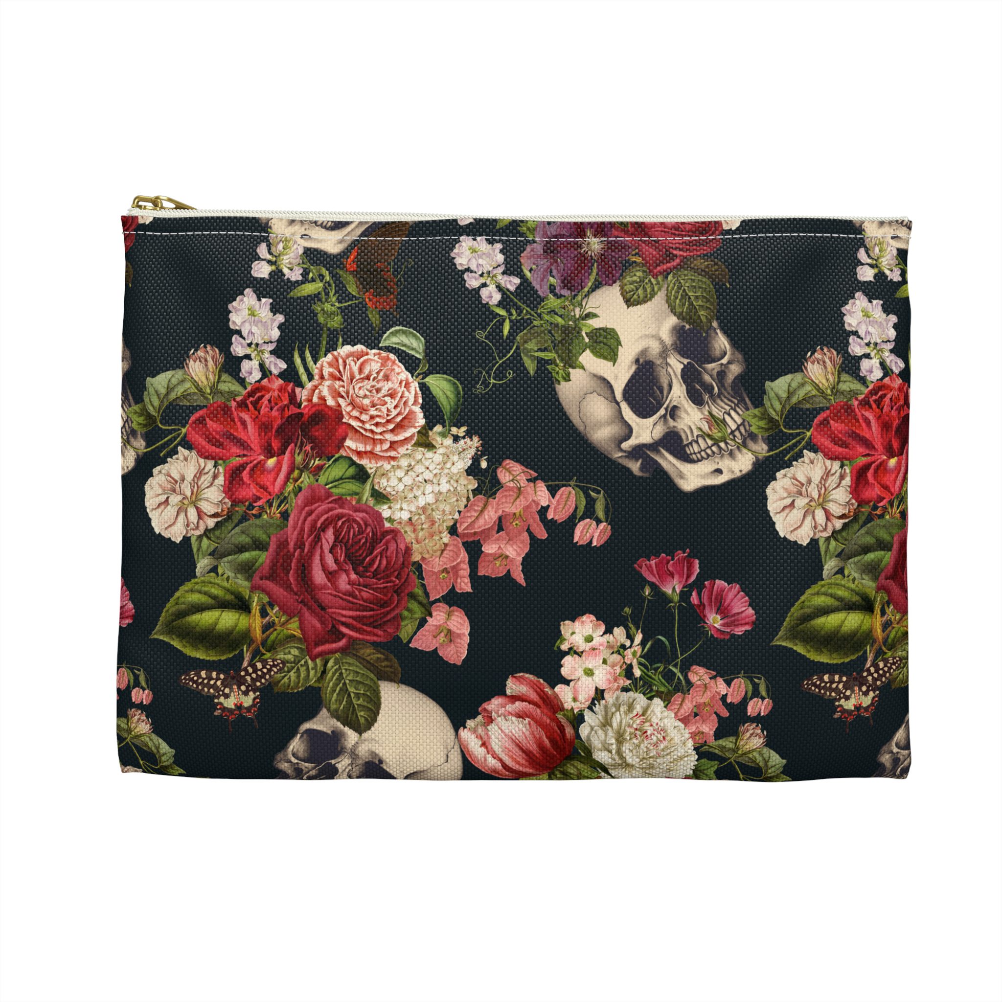 Floral Skull Pattern Accessory Pouch - Image 6