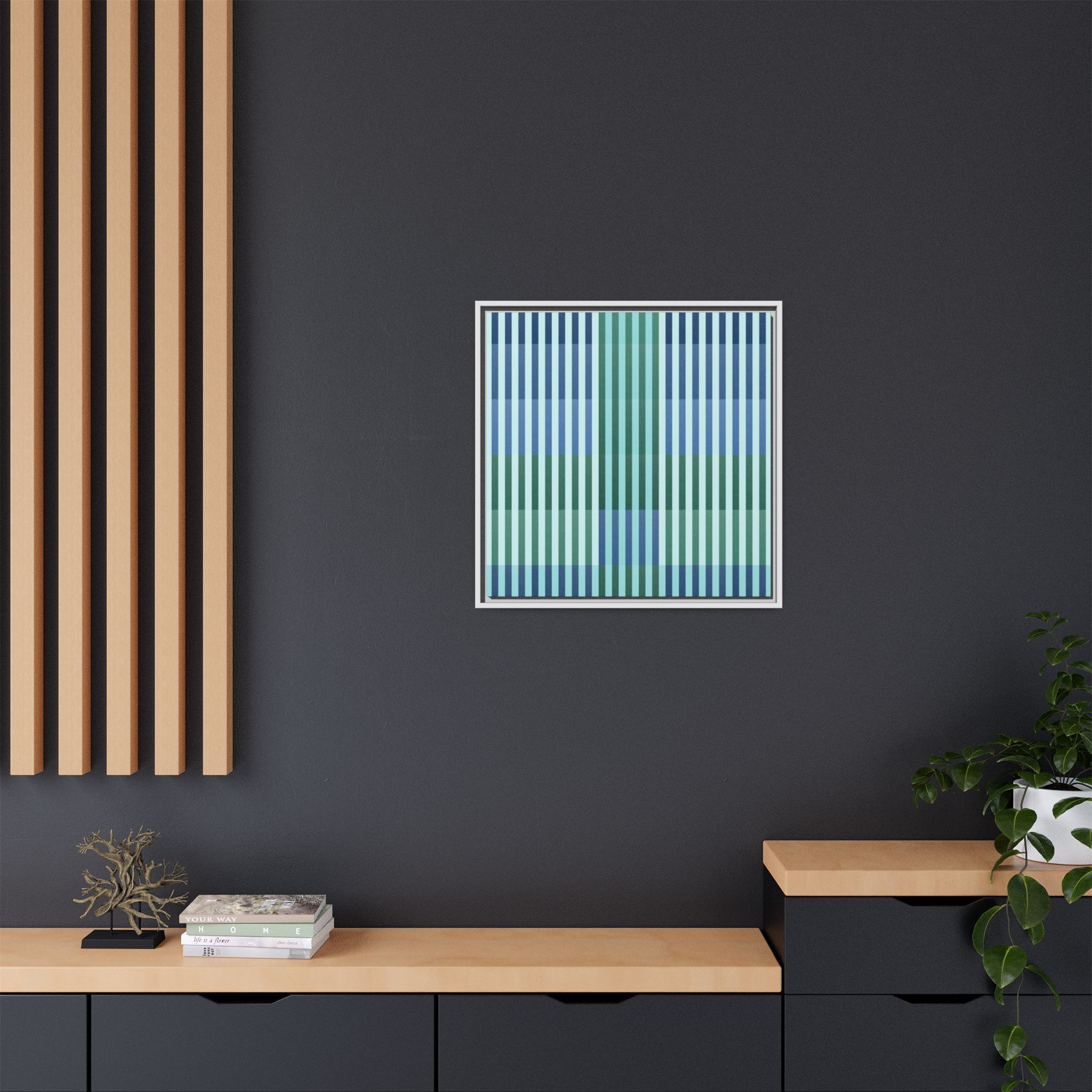 Turquoise Geo Lines Matte Canvas, Framed - Image 20