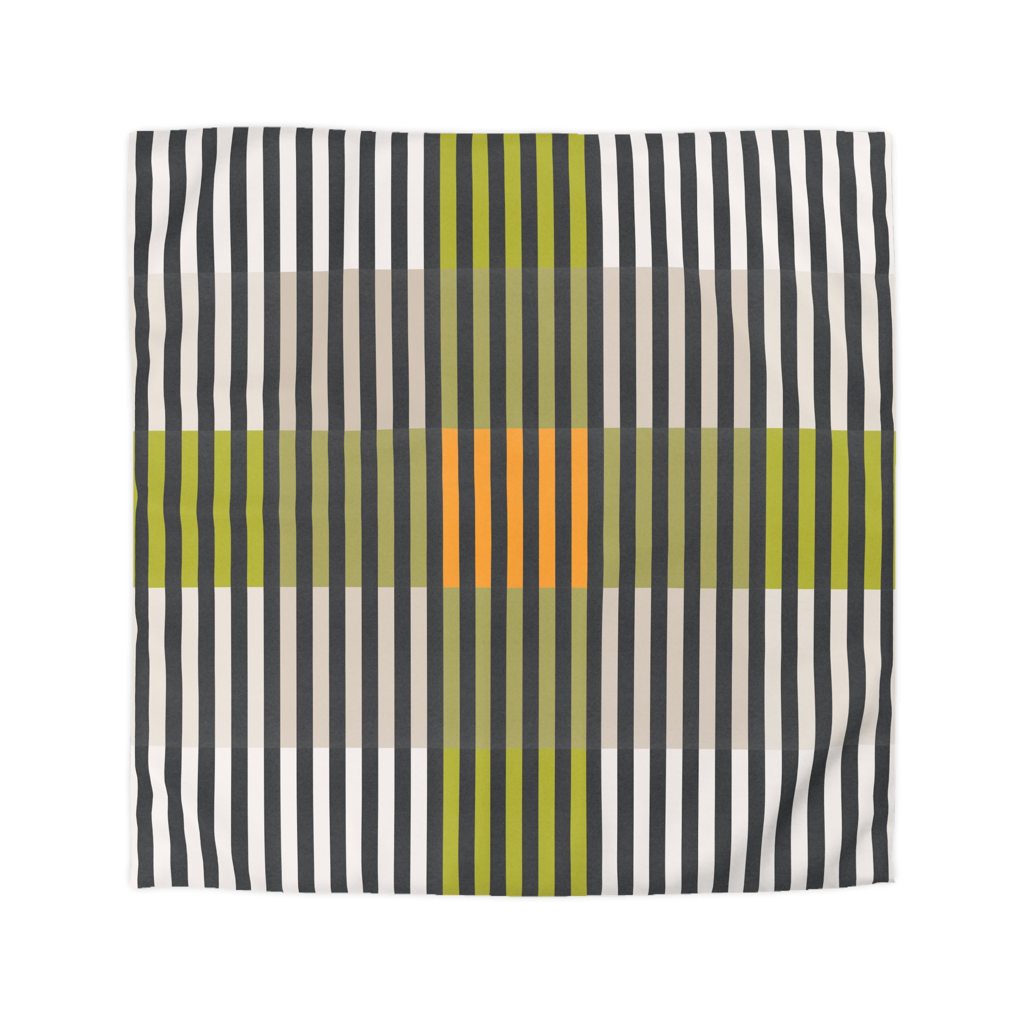 Green Geo Lines Microfiber Duvet Cover