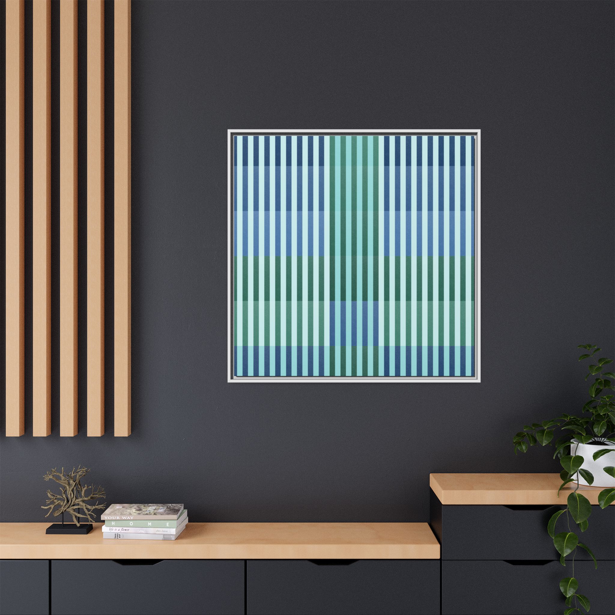 Turquoise Geo Lines Matte Canvas, Framed - Image 72