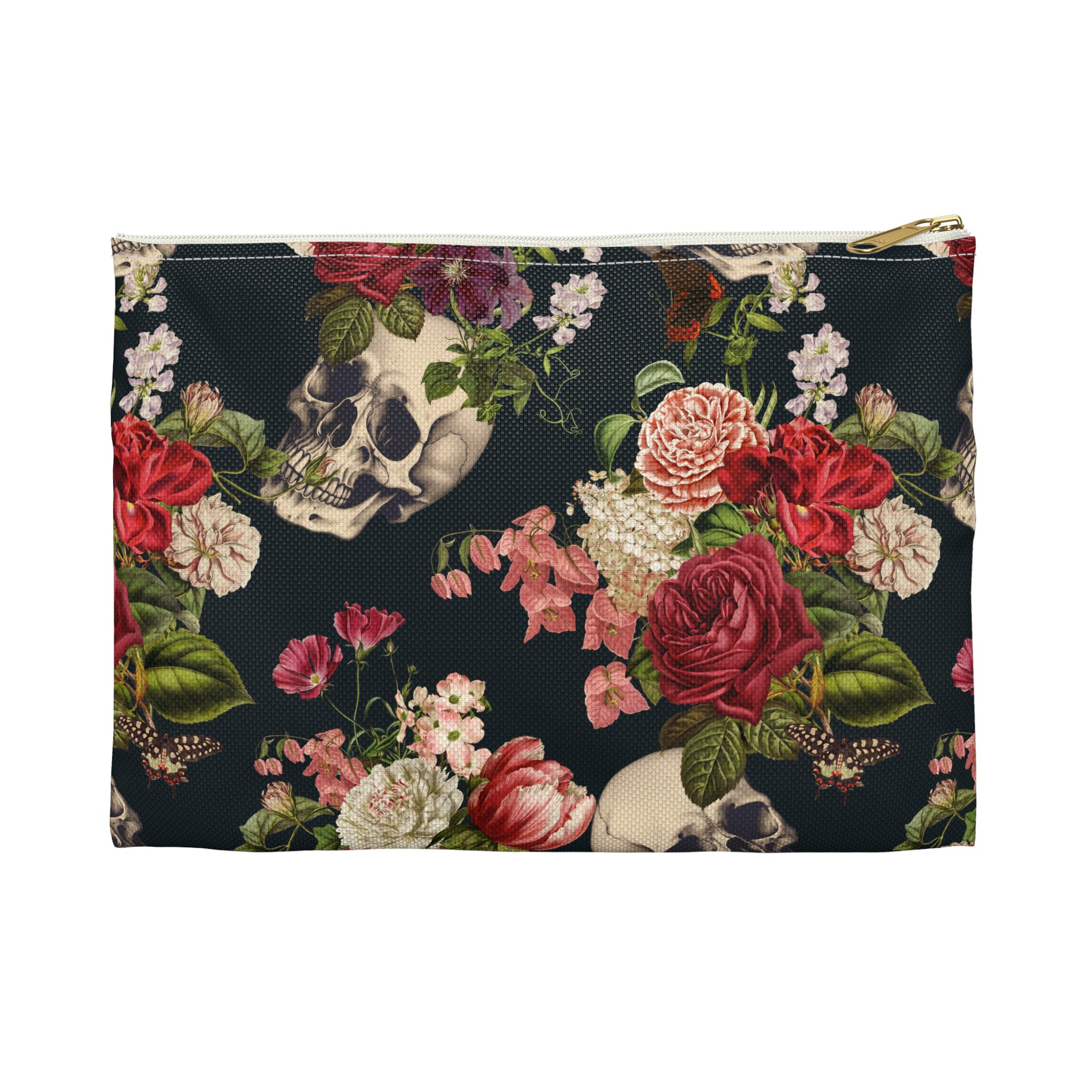Floral Skull Pattern Accessory Pouch - Image 5