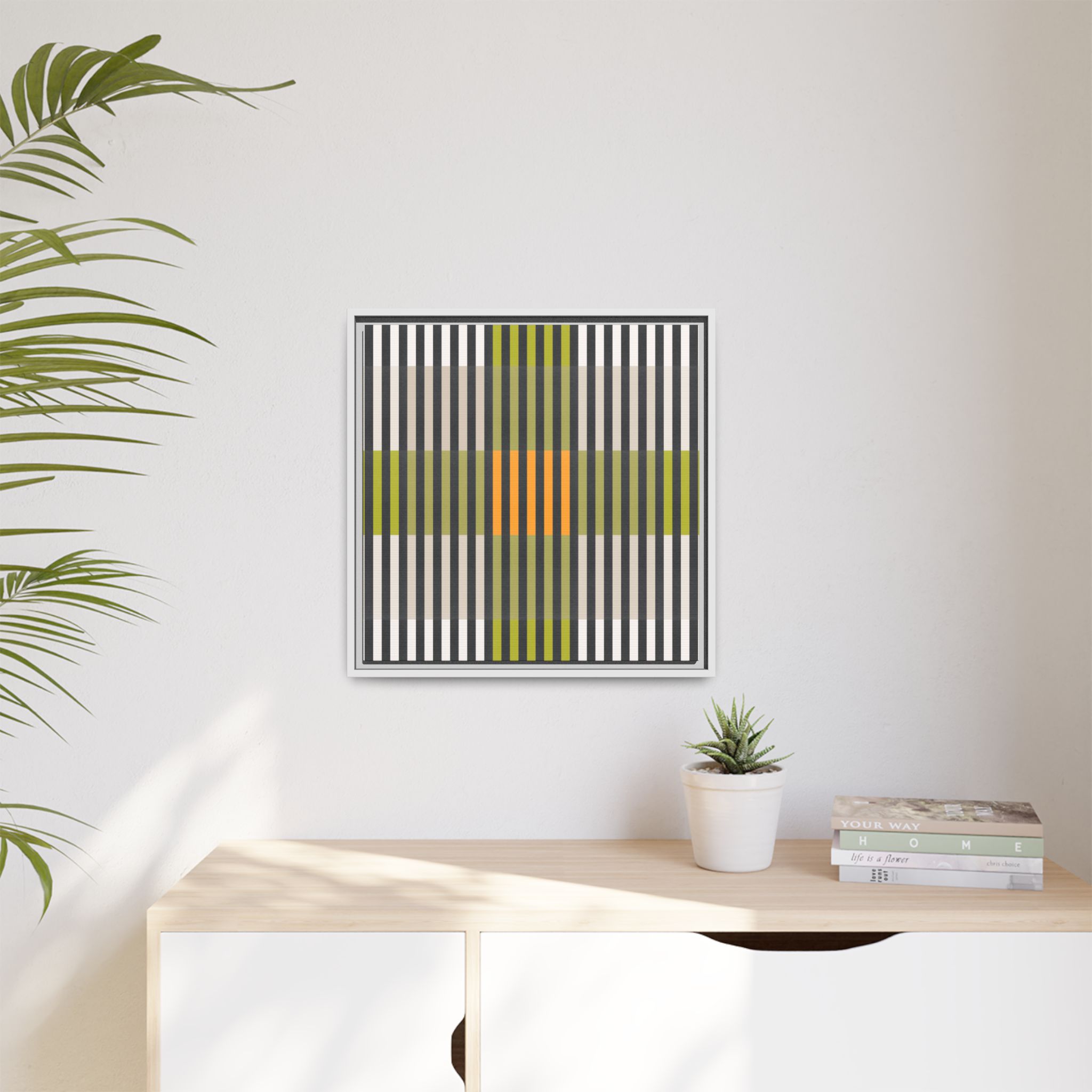 Green Geo Lines Matte Canvas, Framed - Image 55