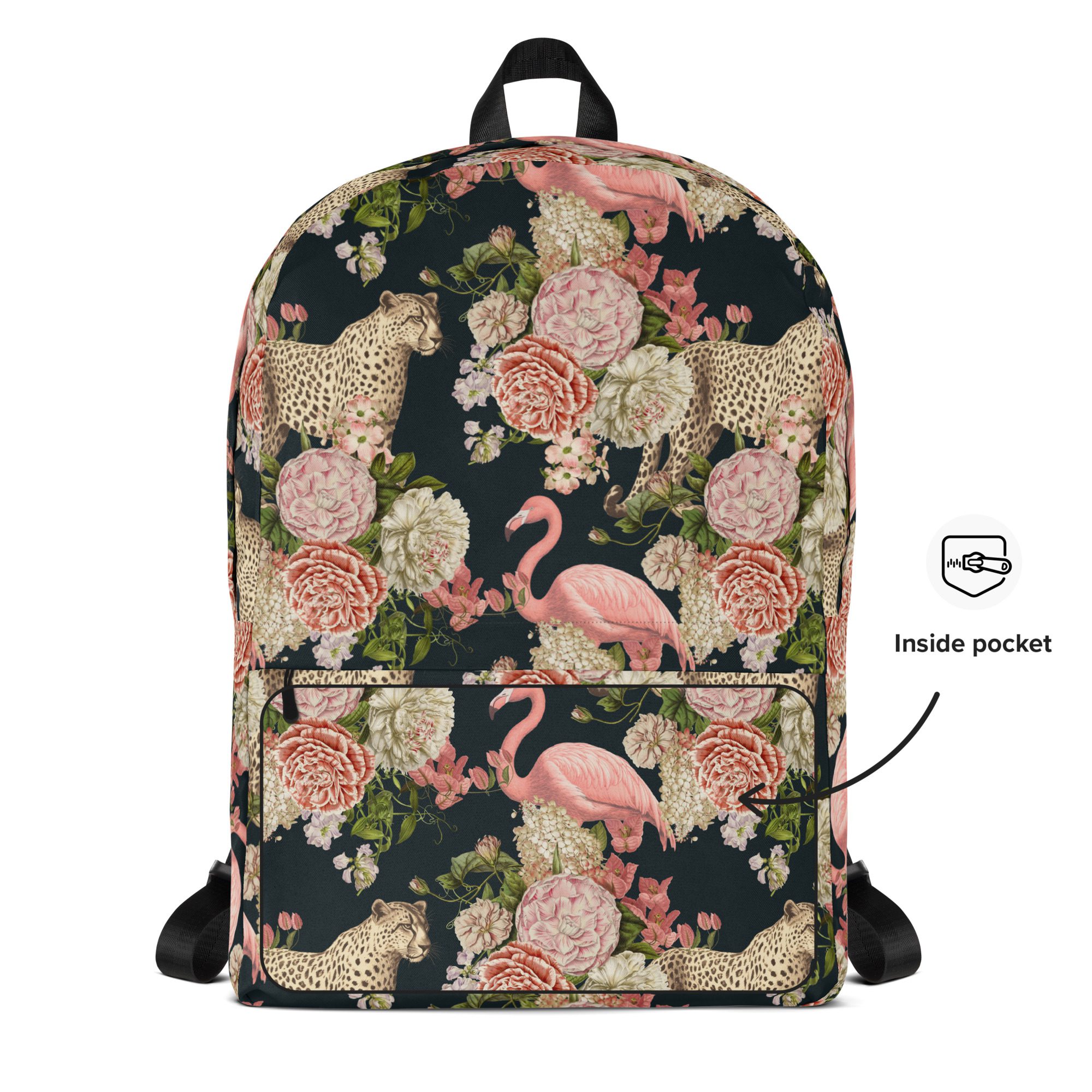 Floral Flamingos Backpack - Image 2