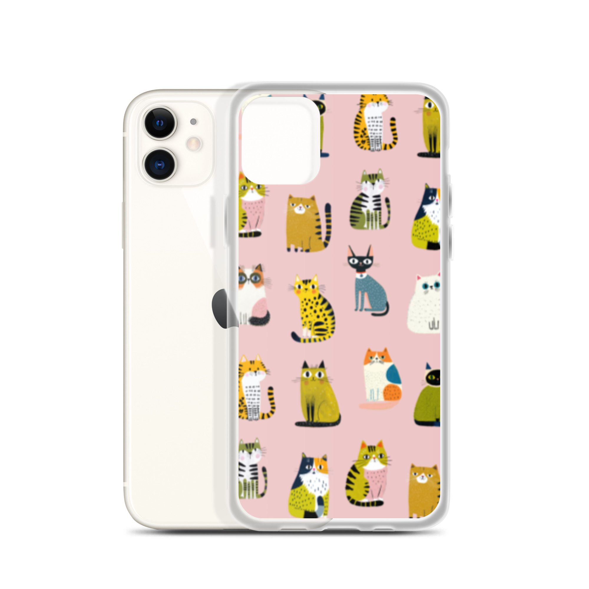 Cute Cats Pattern Clear Case for iPhone® - Image 7