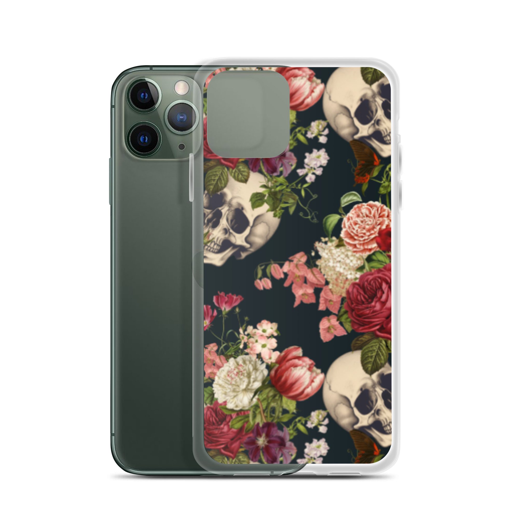 Floral Skulls Clear Case for iPhone® - Image 5