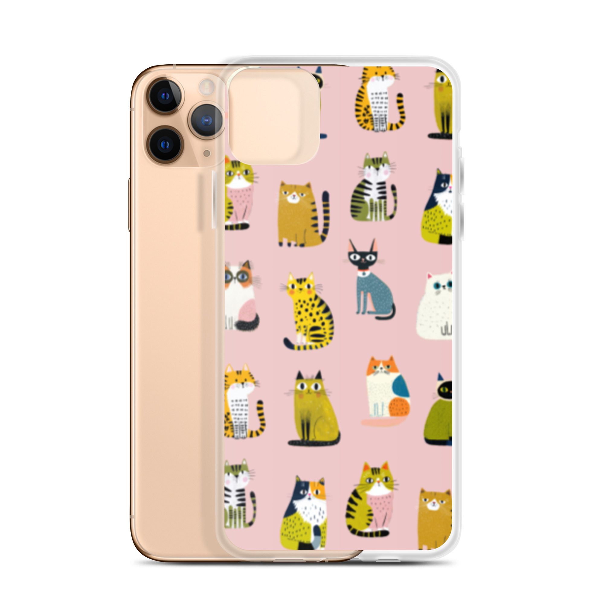 Cute Cats Pattern Clear Case for iPhone® - Image 3