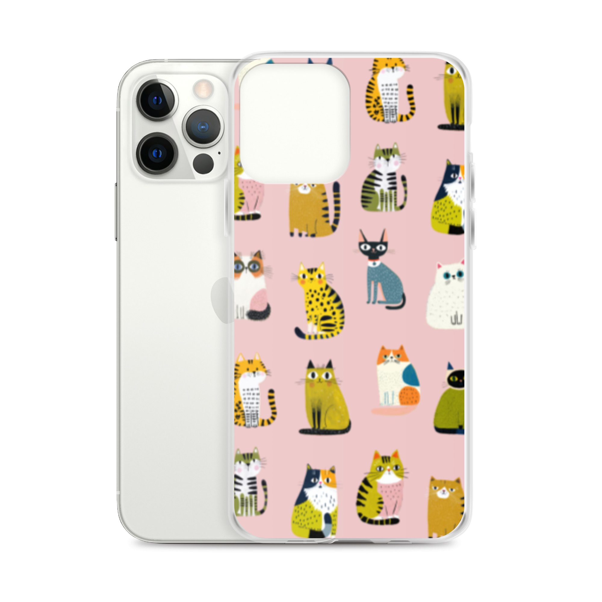 Cute Cats Pattern Clear Case for iPhone® - Image 11