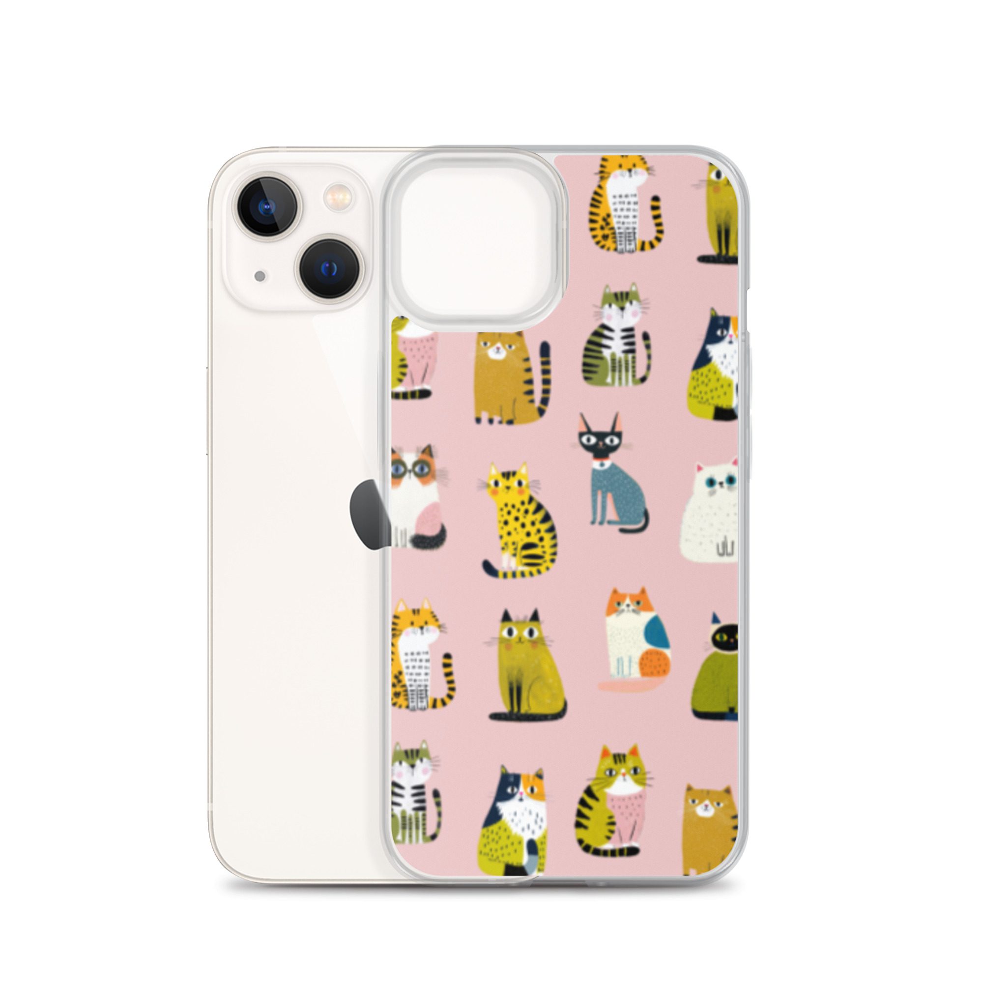 Cute Cats Pattern Clear Case for iPhone® - Image 23