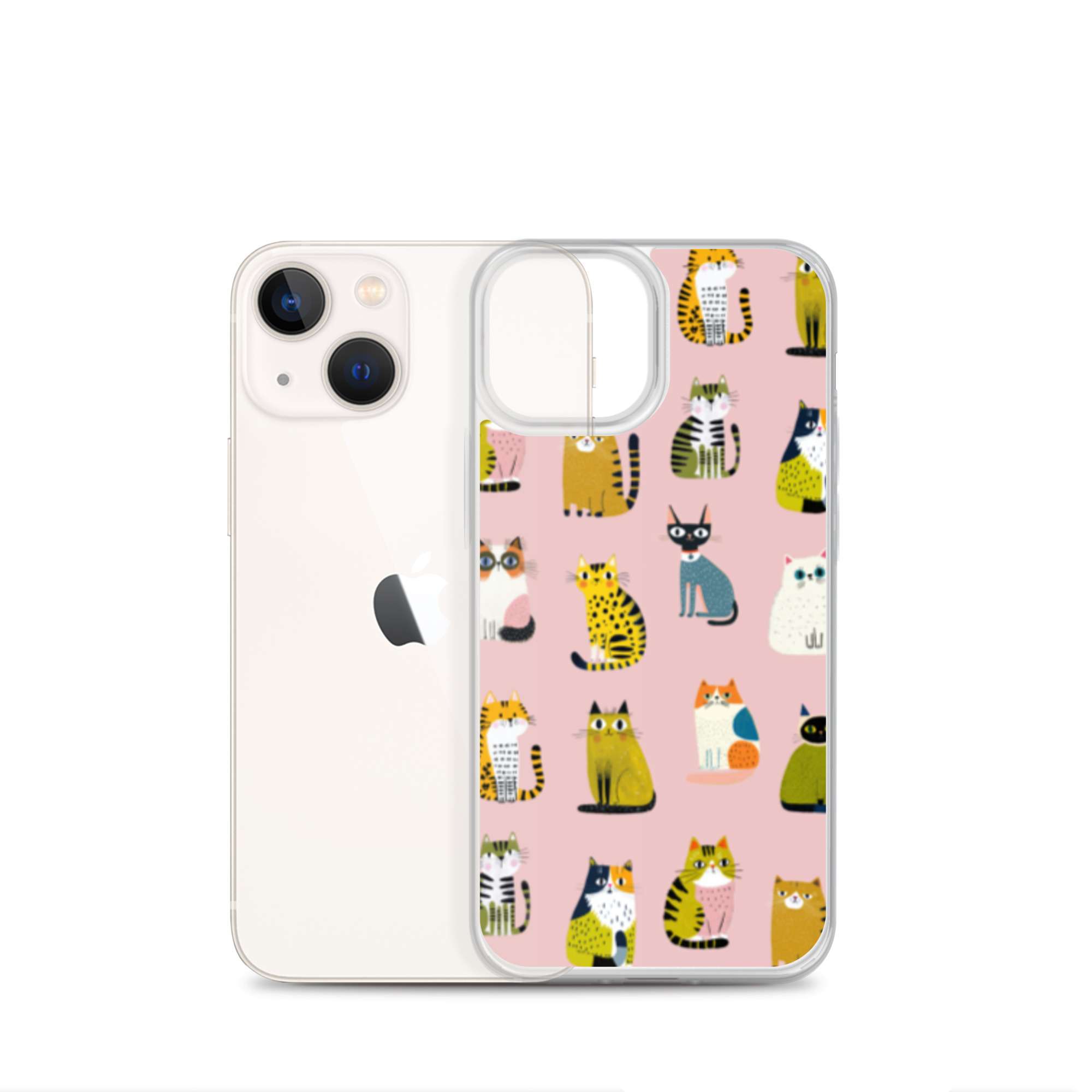 Cute Cats Pattern Clear Case for iPhone® - Image 17