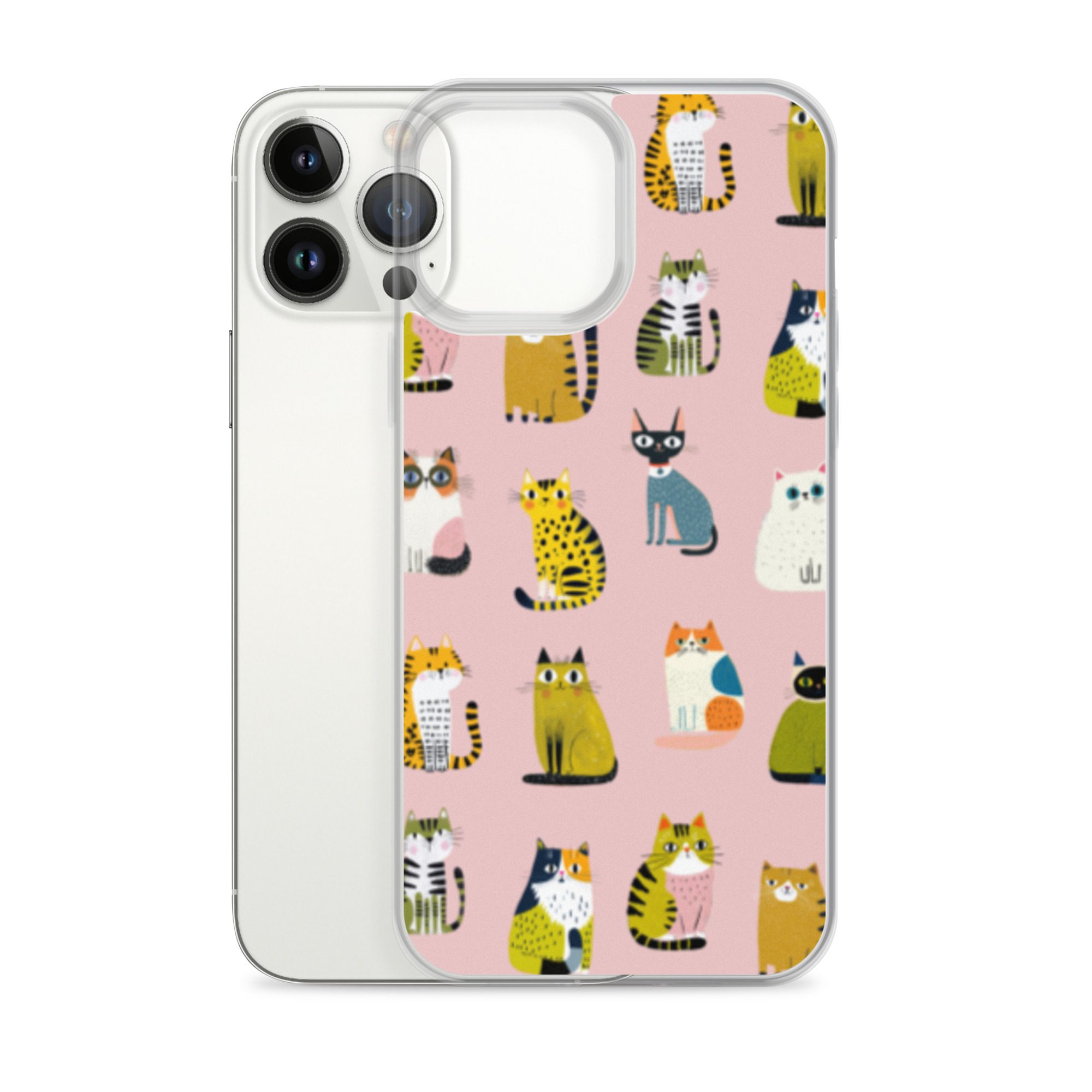 Cute Cats Pattern Clear Case for iPhone® - Image 19