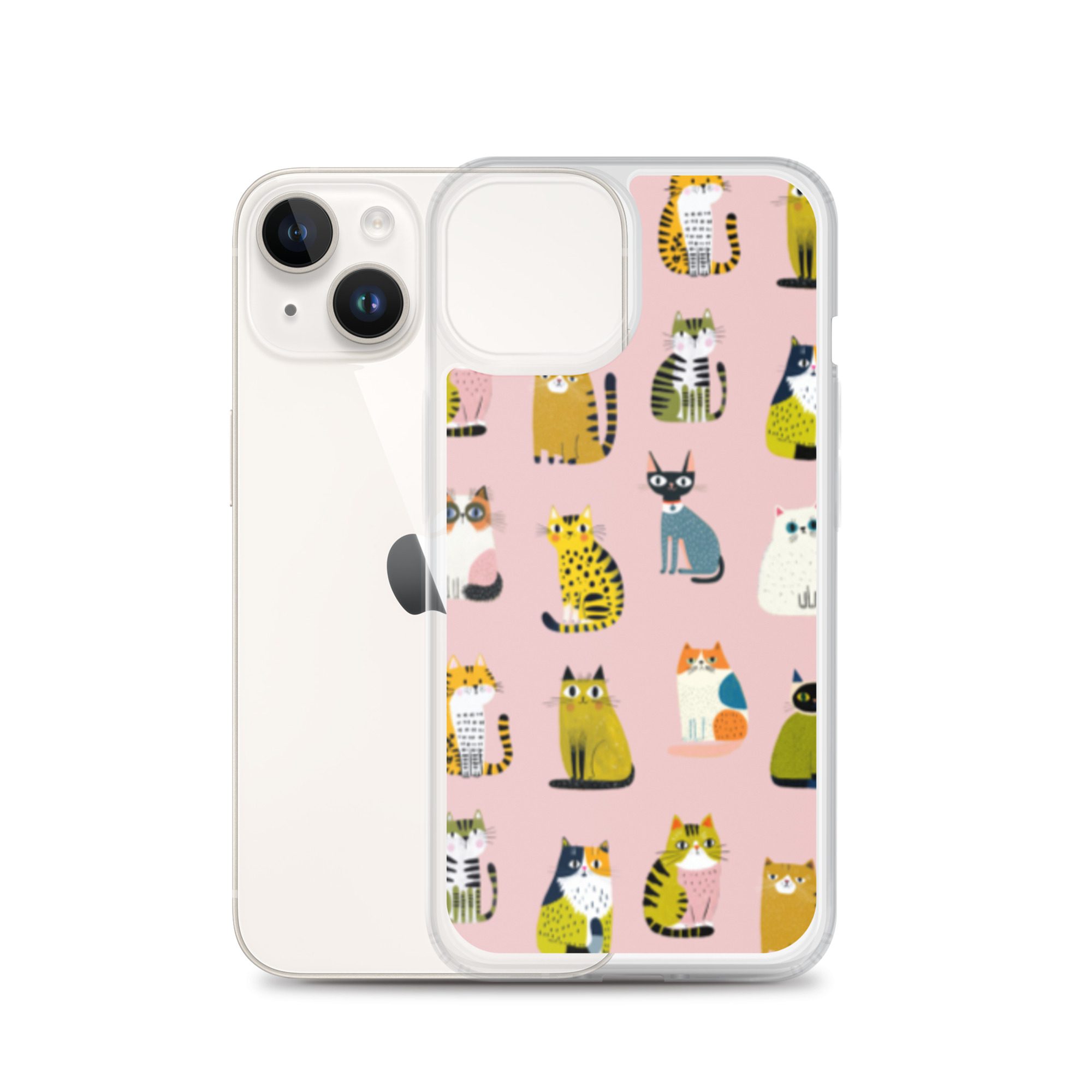 Cute Cats Pattern Clear Case for iPhone® - Image 31