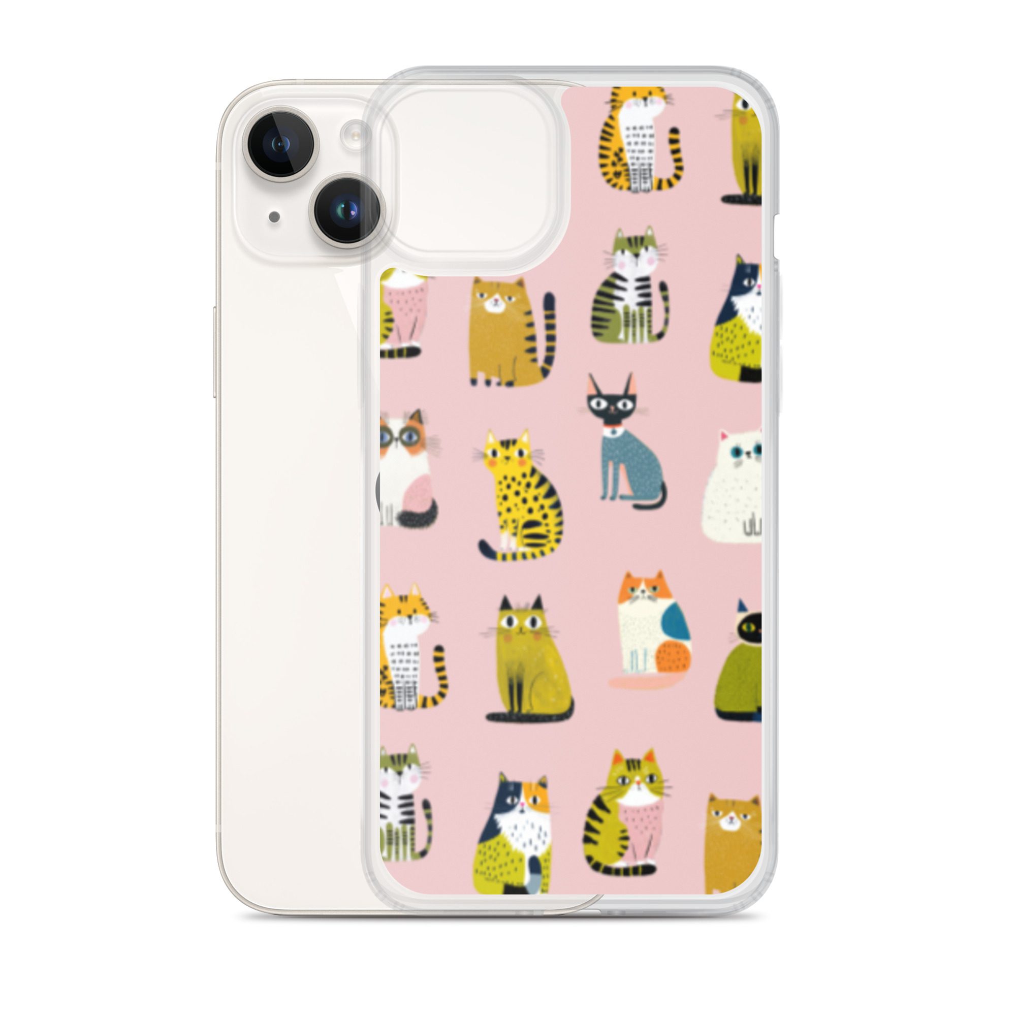 Cute Cats Pattern Clear Case for iPhone® - Image 25