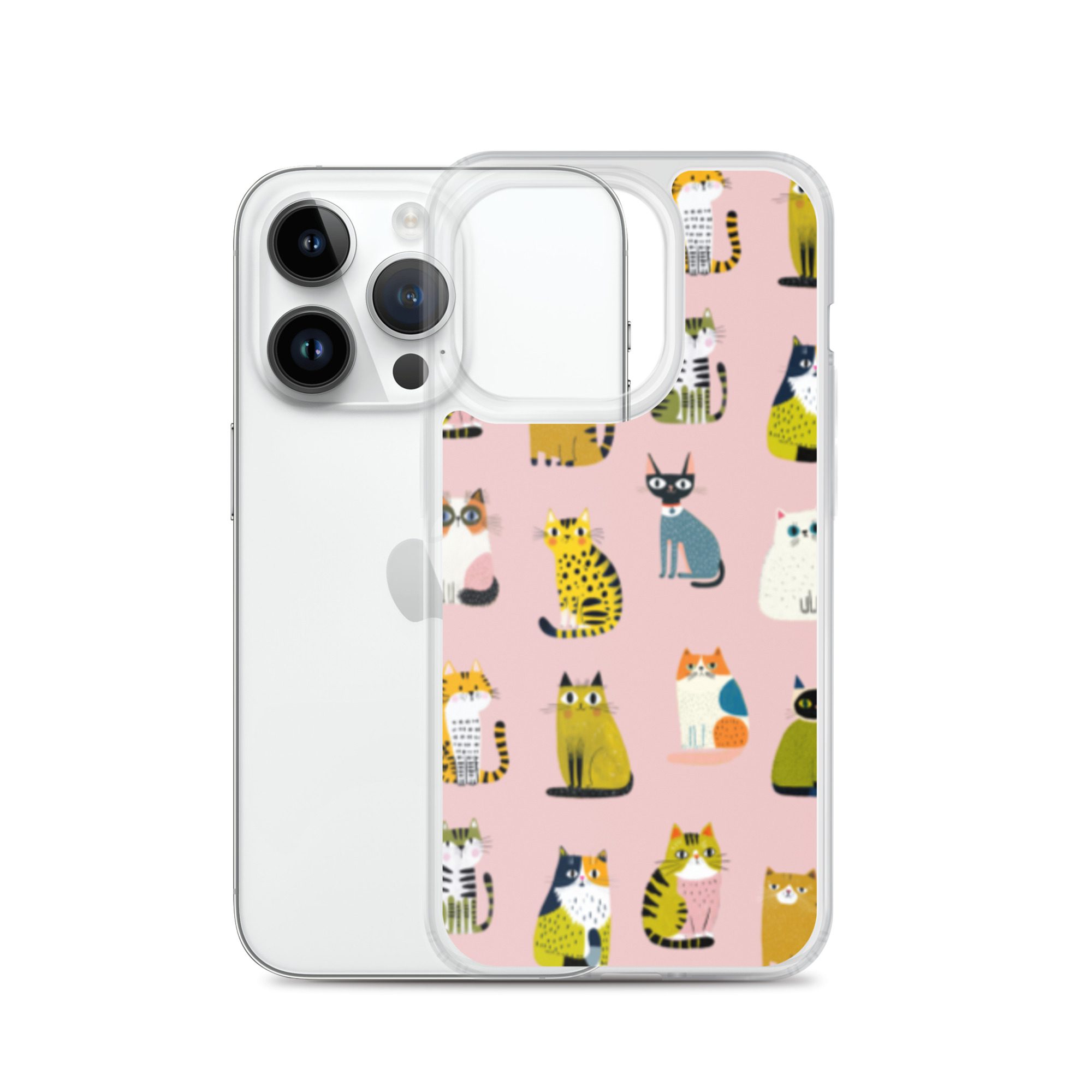 Cute Cats Pattern Clear Case for iPhone® - Image 29