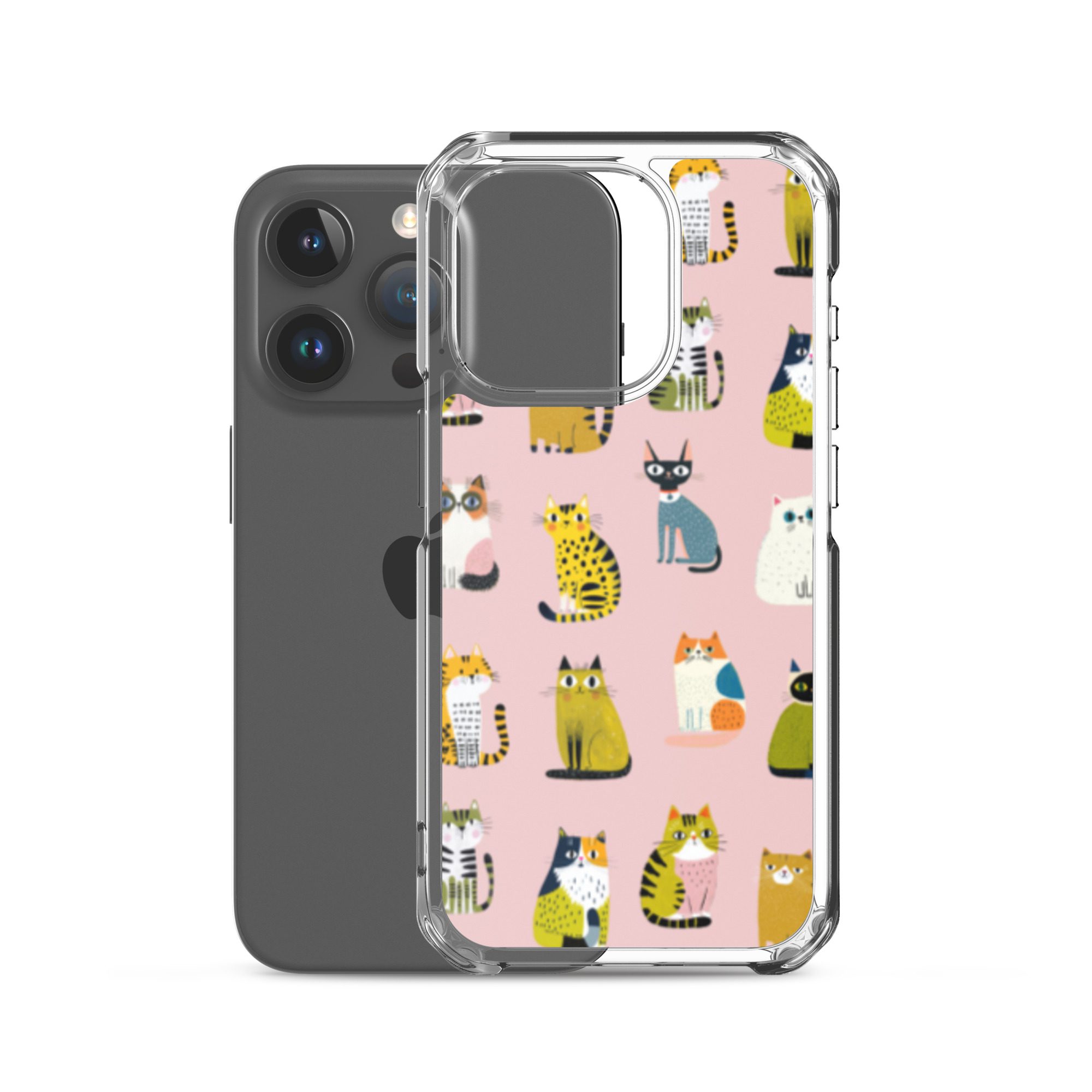 Cute Cats Pattern Clear Case for iPhone® - Image 37