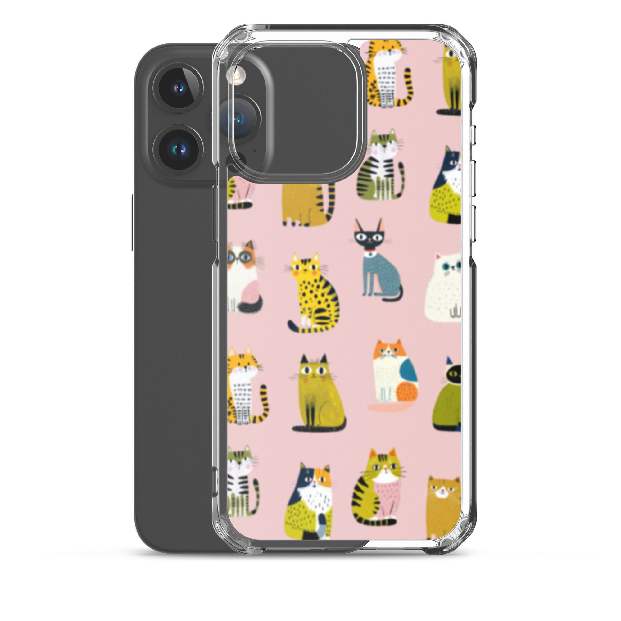 Cute Cats Pattern Clear Case for iPhone® - Image 35