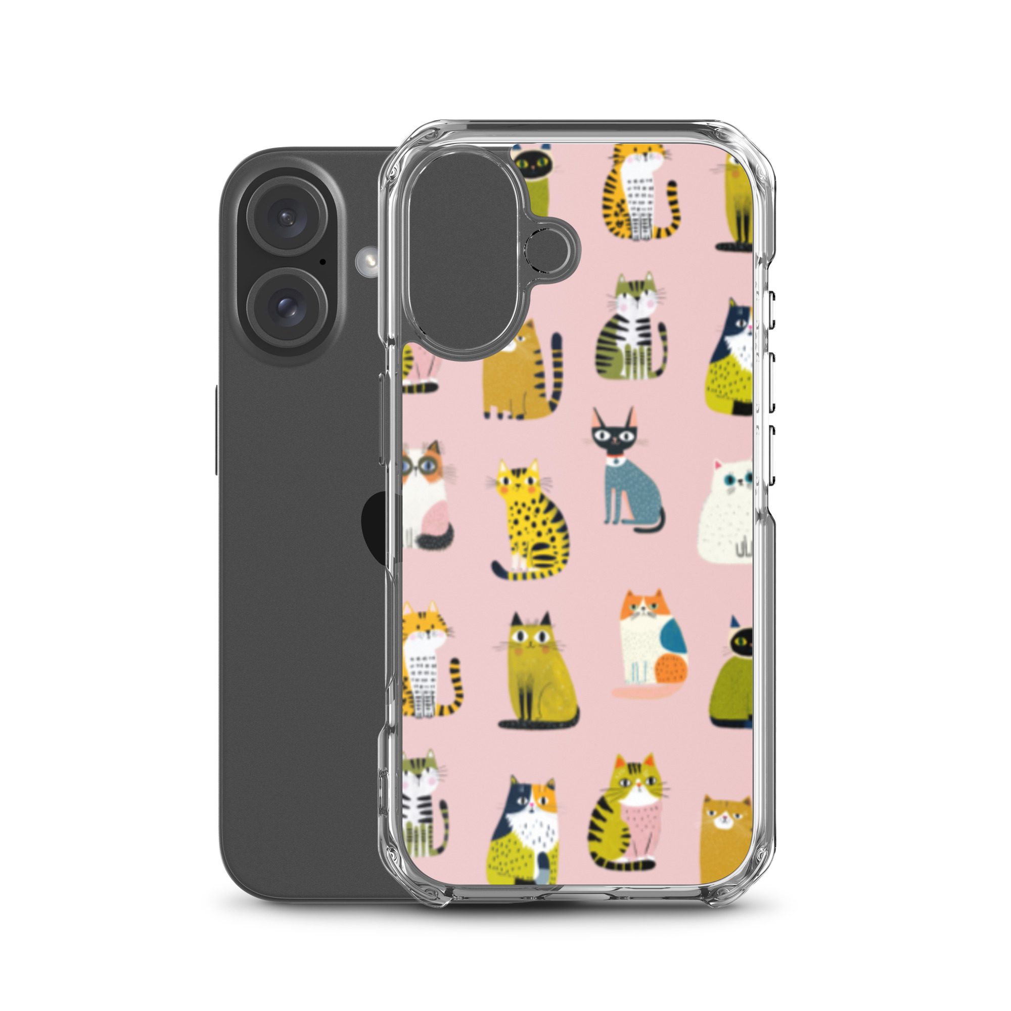 Cute Cats Pattern Clear Case for iPhone® - Image 47